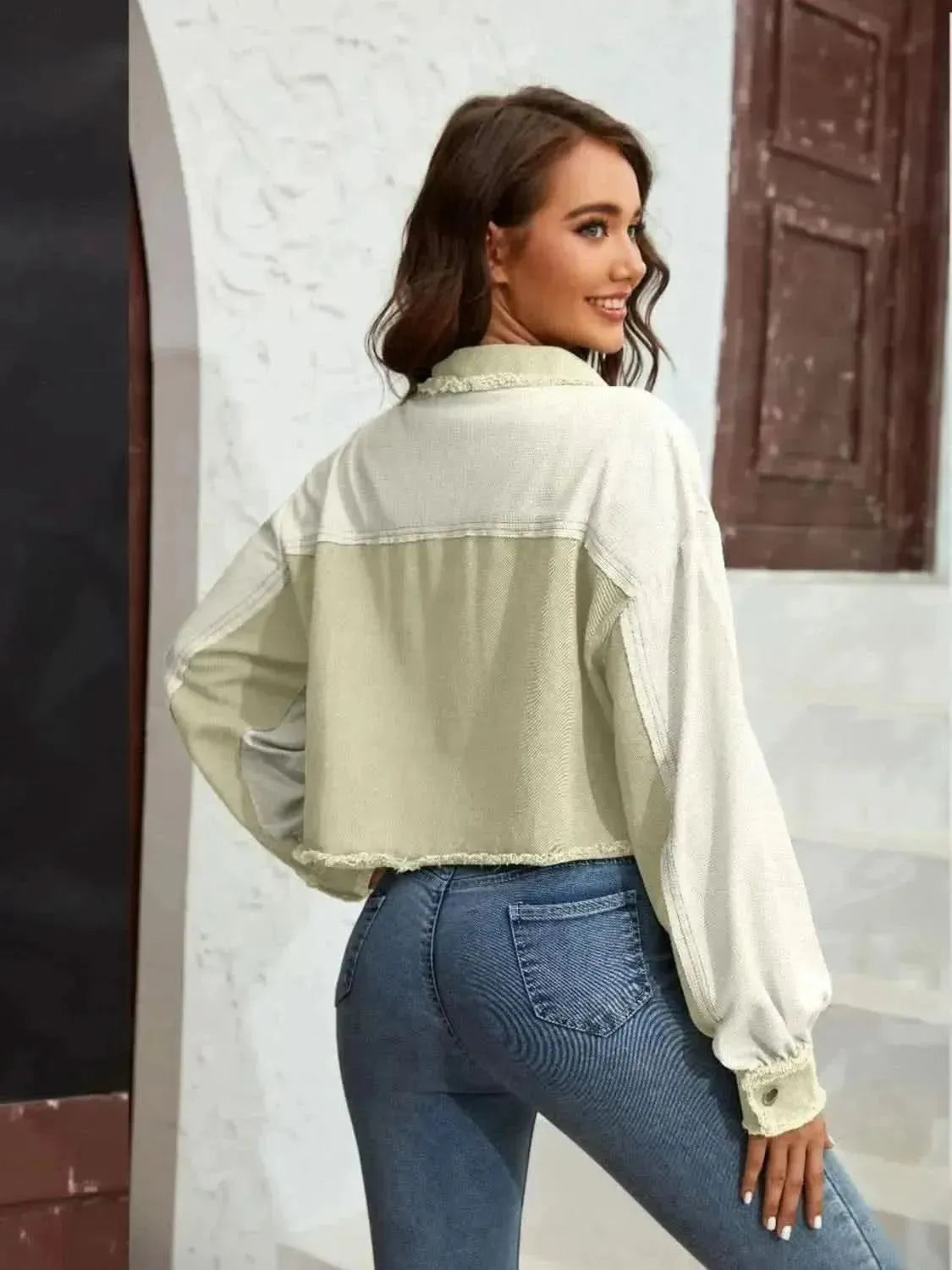 Color Block Crop Jacket with Pockets - Bad Moms Club