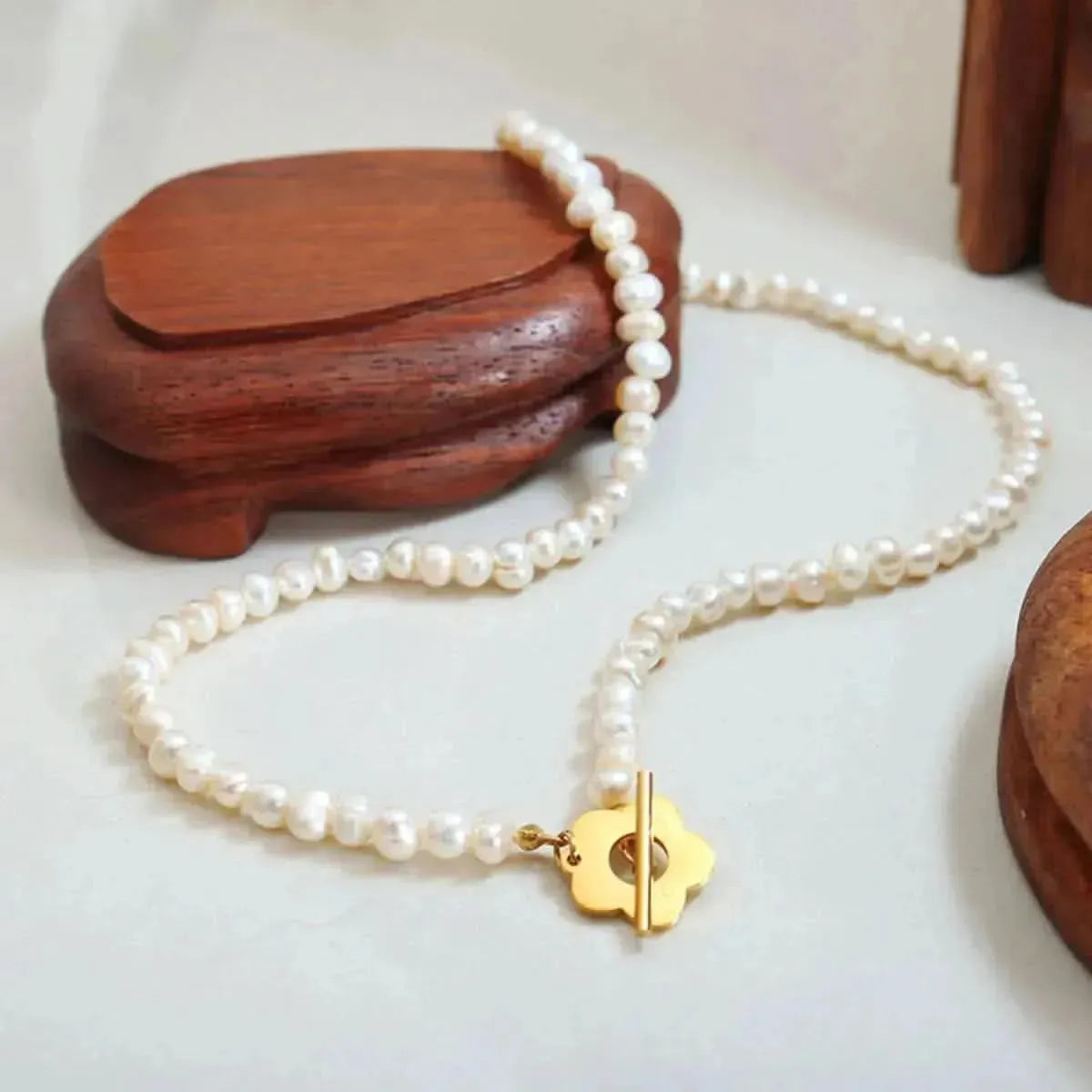 Titanium Steel Pearl Flower Necklace - Bad Moms Club