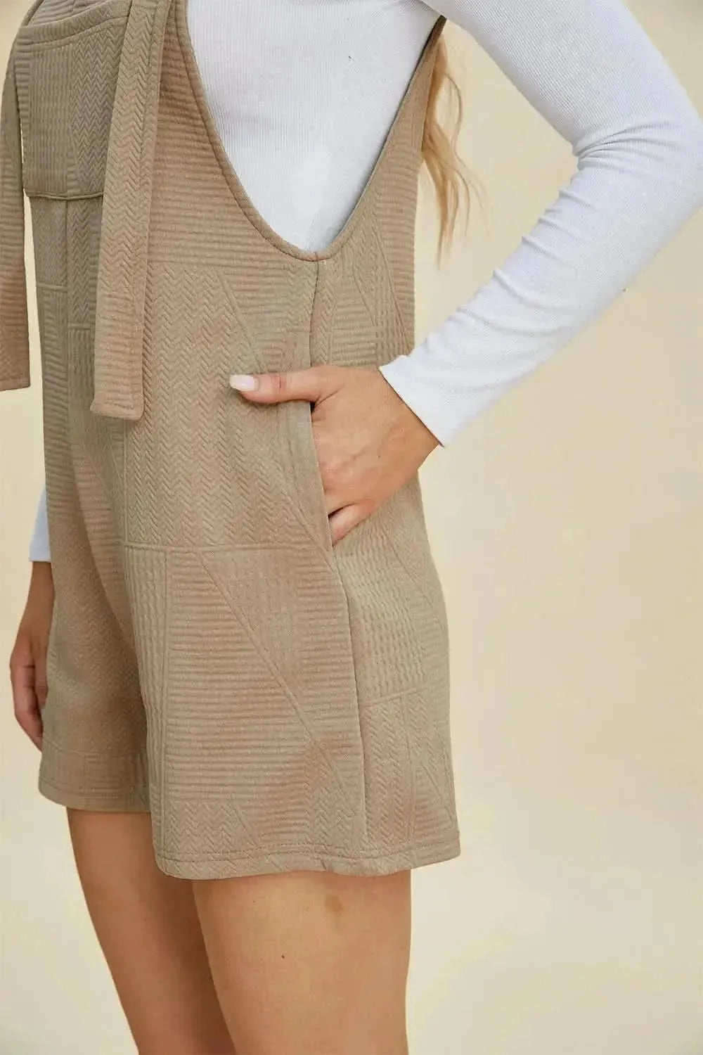 Double Take Full Size Texture Sleeveless Romper - Bad Moms Club