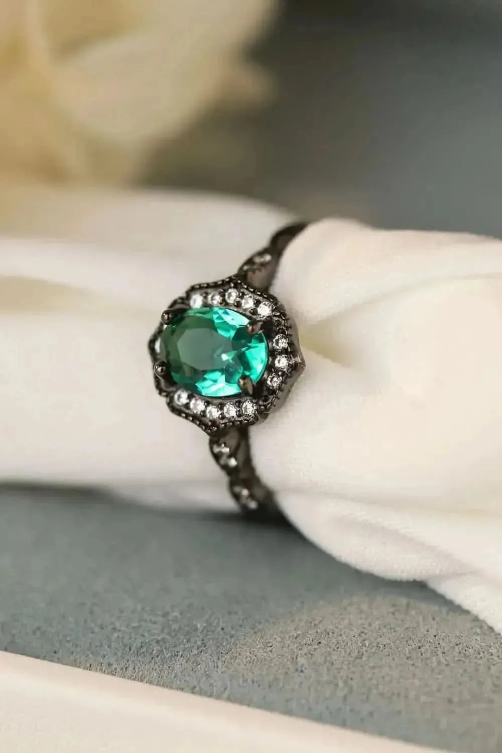 925 Sterling Silver Paraiba Blue Zircon 4-Prong Ring - Bad Moms Club