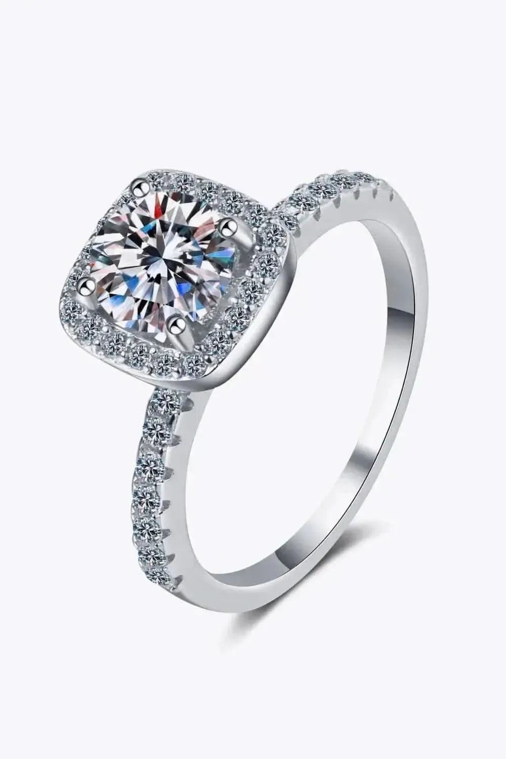 2 Carat Moissanite Square Halo Ring - Bad Moms Club