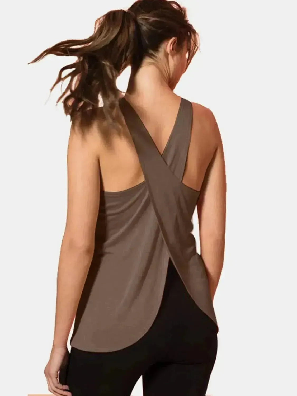 Crisscross Scoop Neck Active Tank - Bad Moms Club