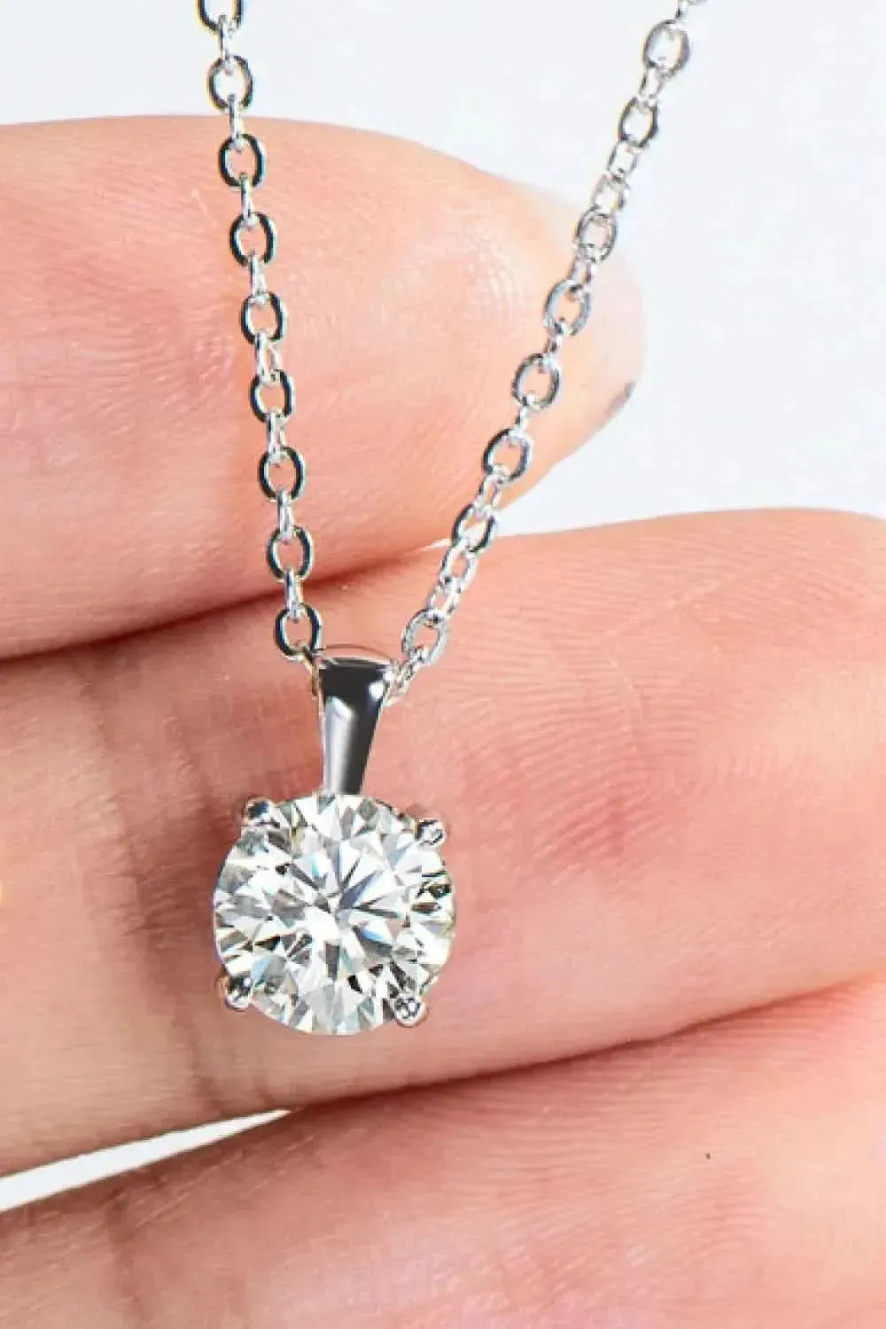 925 Sterling Silver 1 Carat Moissanite Chain-Link Necklace - Bad Moms Club