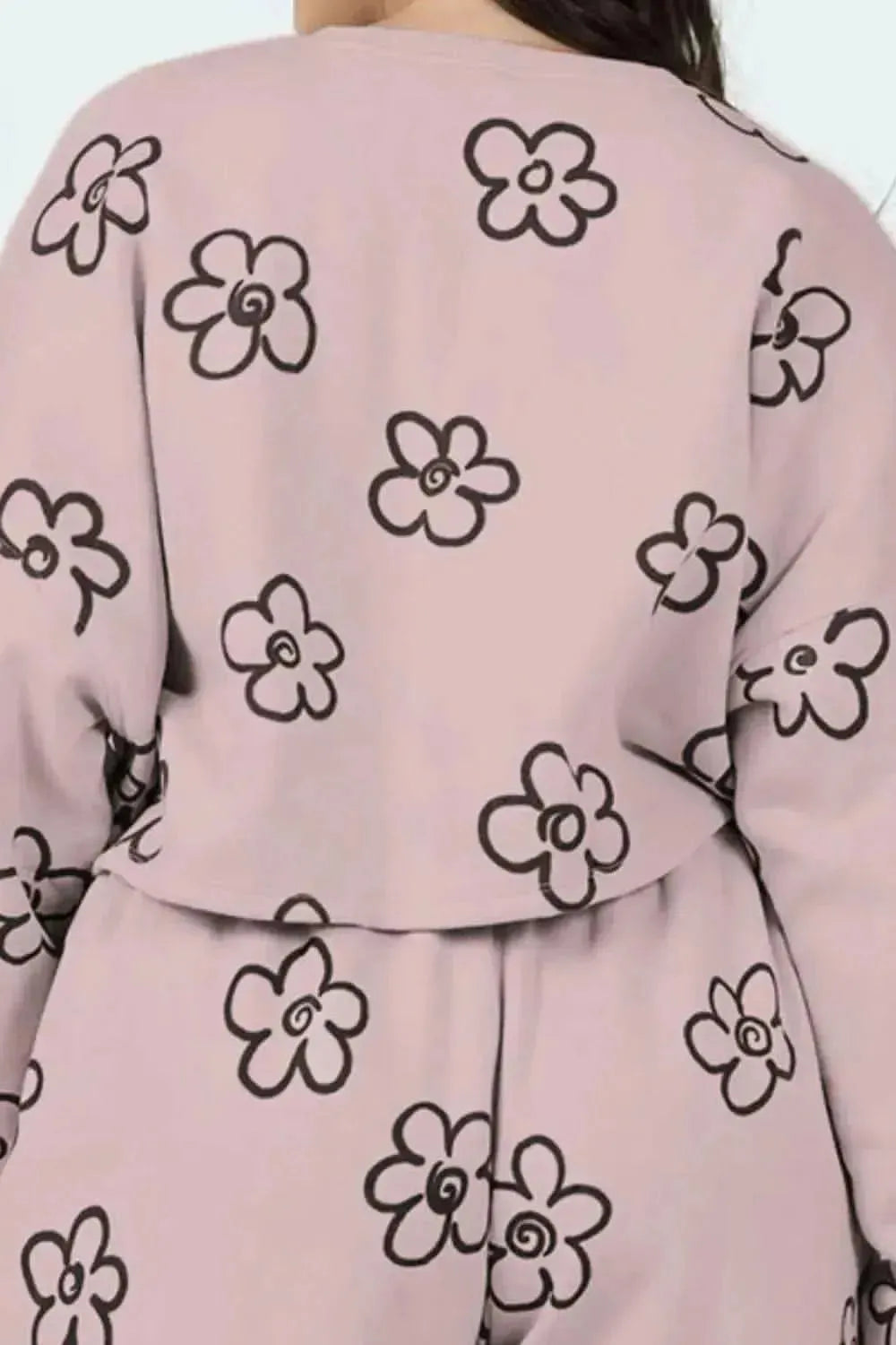 Floral Dropped Shoulder Sweatshirt and Shorts Set - Bad Moms Club