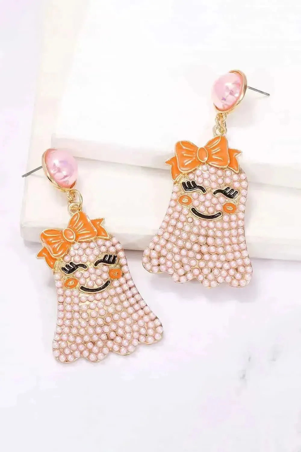 Smiling Ghost Shape Synthetic Pearl Earrings - Bad Moms Club