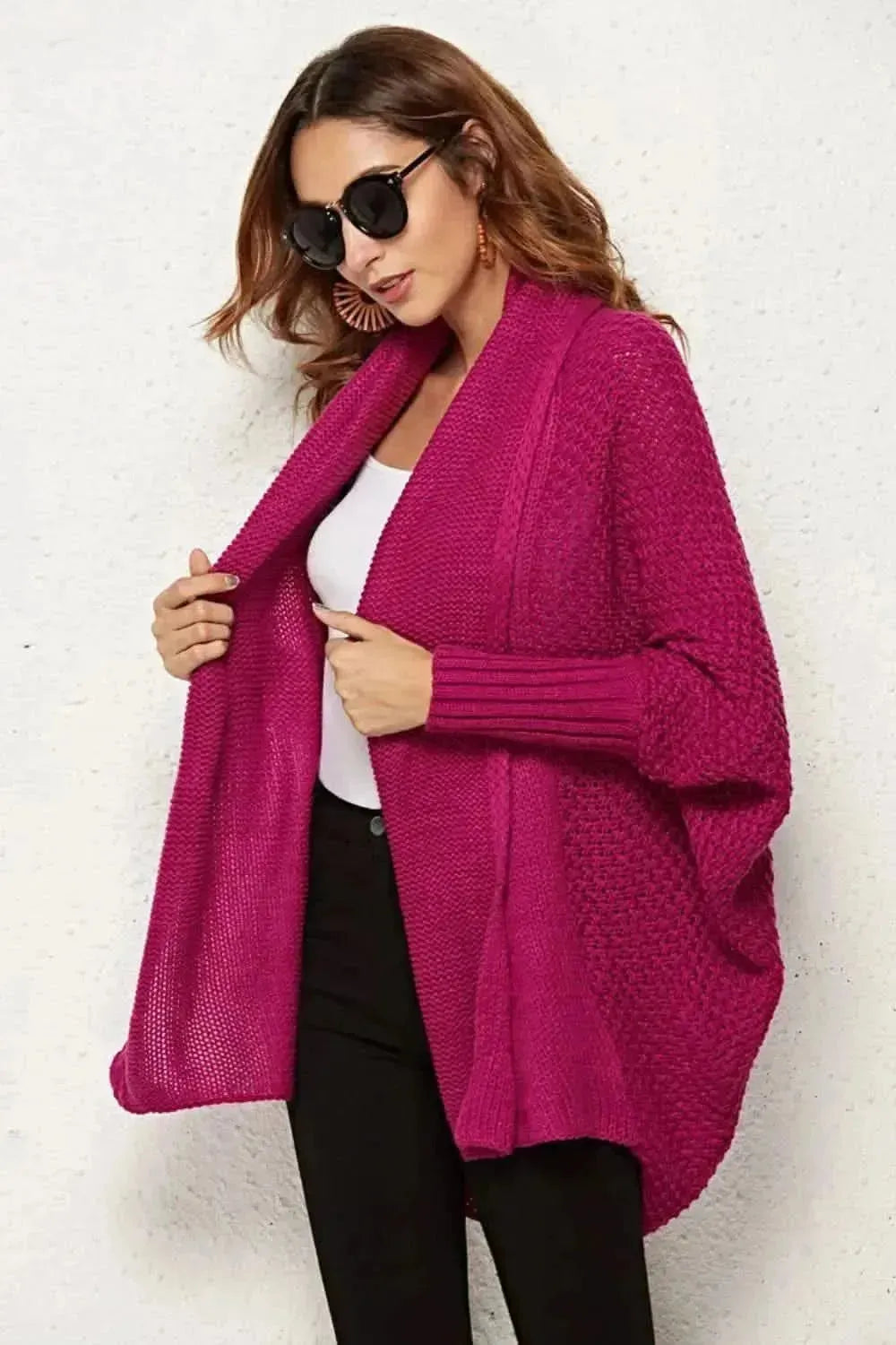 Open Front Dolman Sleeve Longline Cardigan - Bad Moms Club