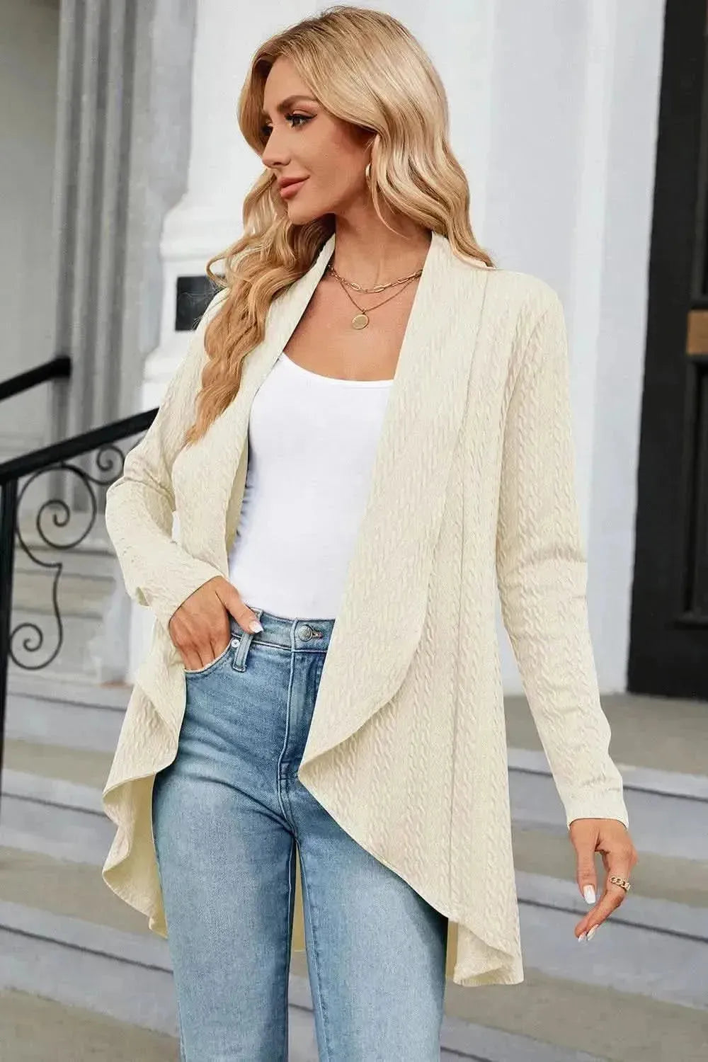 Open Front Long Sleeve Cardigan - Bad Moms Club