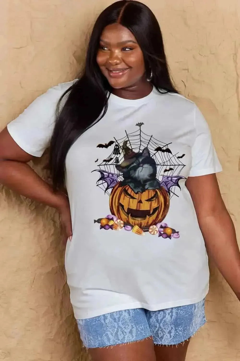 Simply Love Full Size Jack-O'-Lantern Graphic T-Shirt - Bad Moms Club