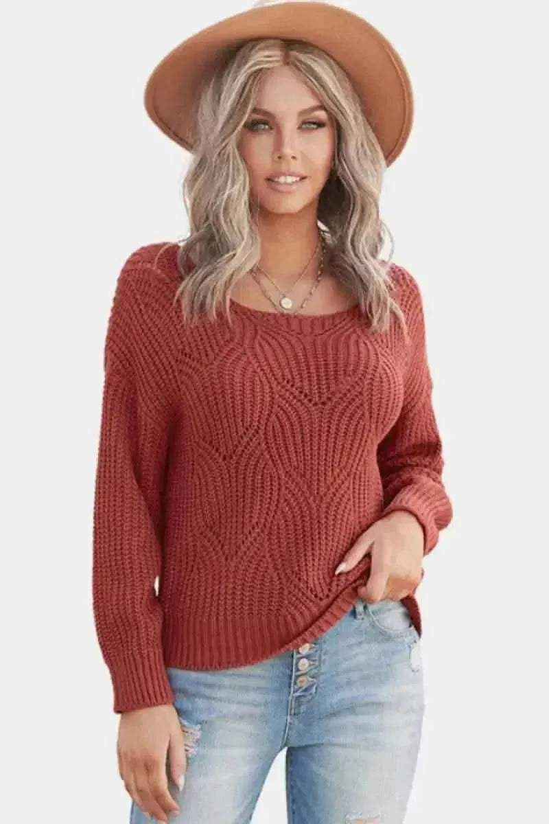 Drop Shoulder Round Neck Sweater - Bad Moms Club
