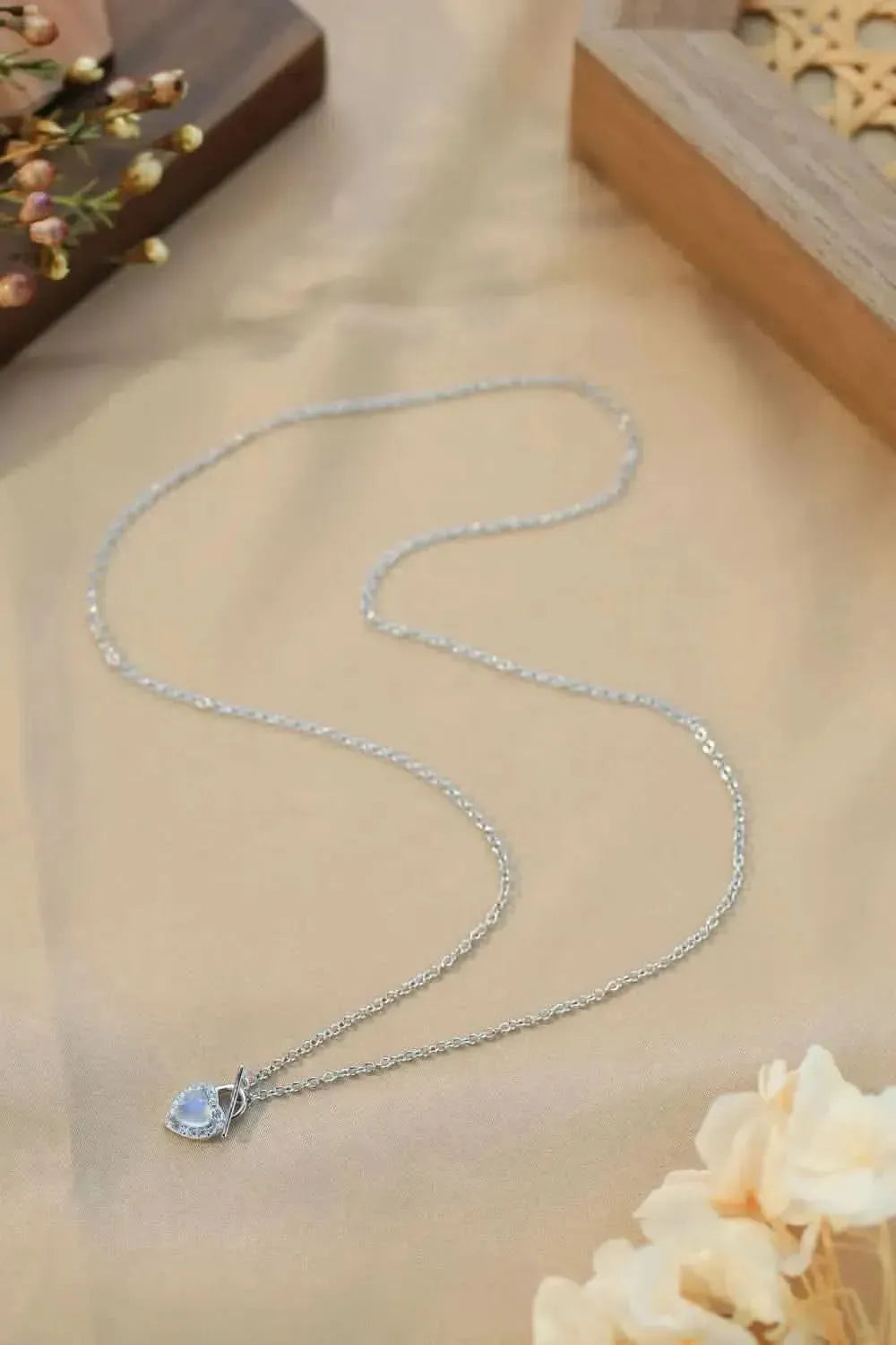 Moonstone Heart Lock Pendant Necklace - Bad Moms Club