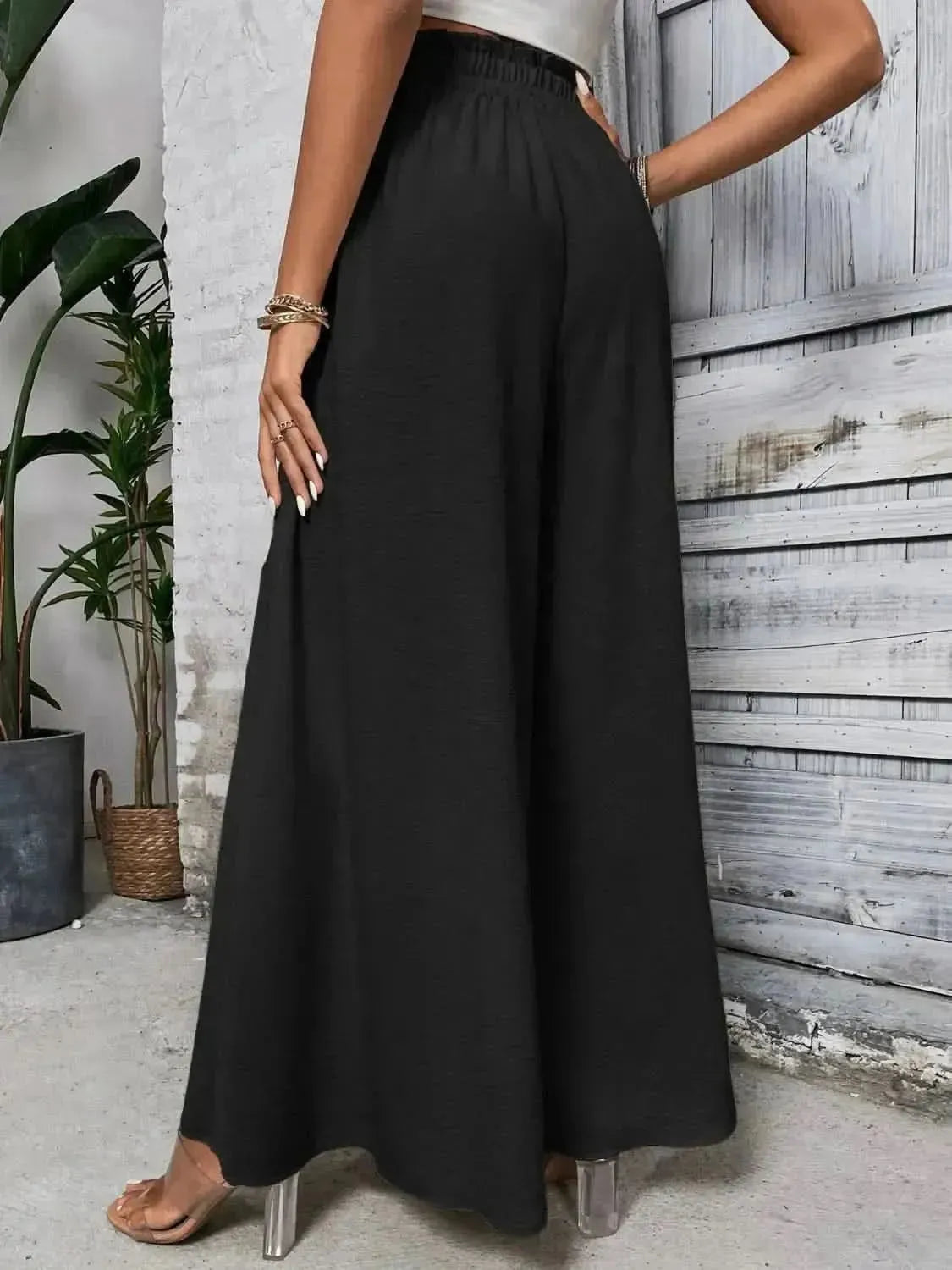 Honey Tied High Waist Wide Leg Pants - Bad Moms Club
