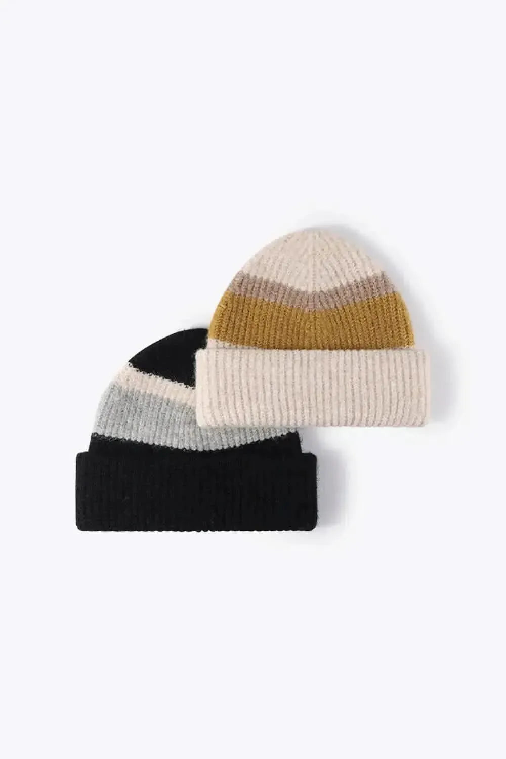 Tricolor Cuffed Knit Beanie - Bad Moms Club
