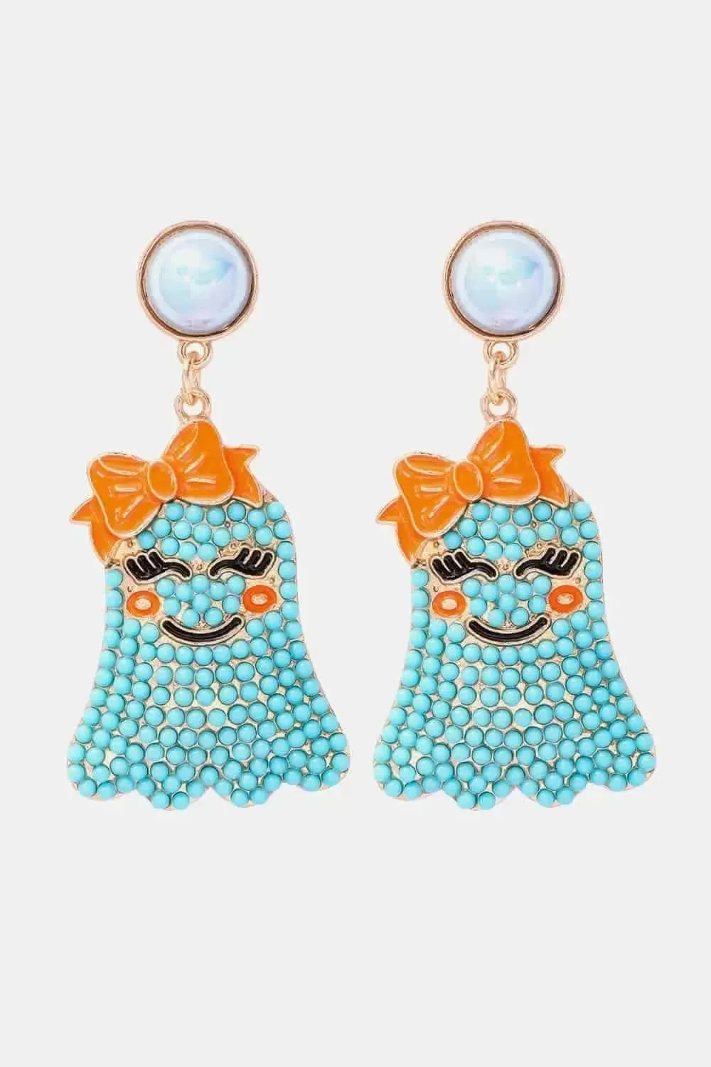 Smiling Ghost Shape Synthetic Pearl Earrings - Bad Moms Club