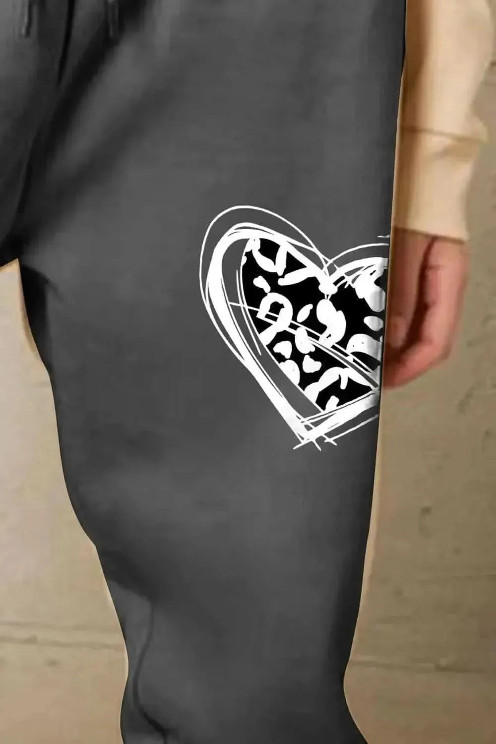 Simply Love Simply Love Full Size Drawstring Heart Graphic Long Sweatpants - Bad Moms Club