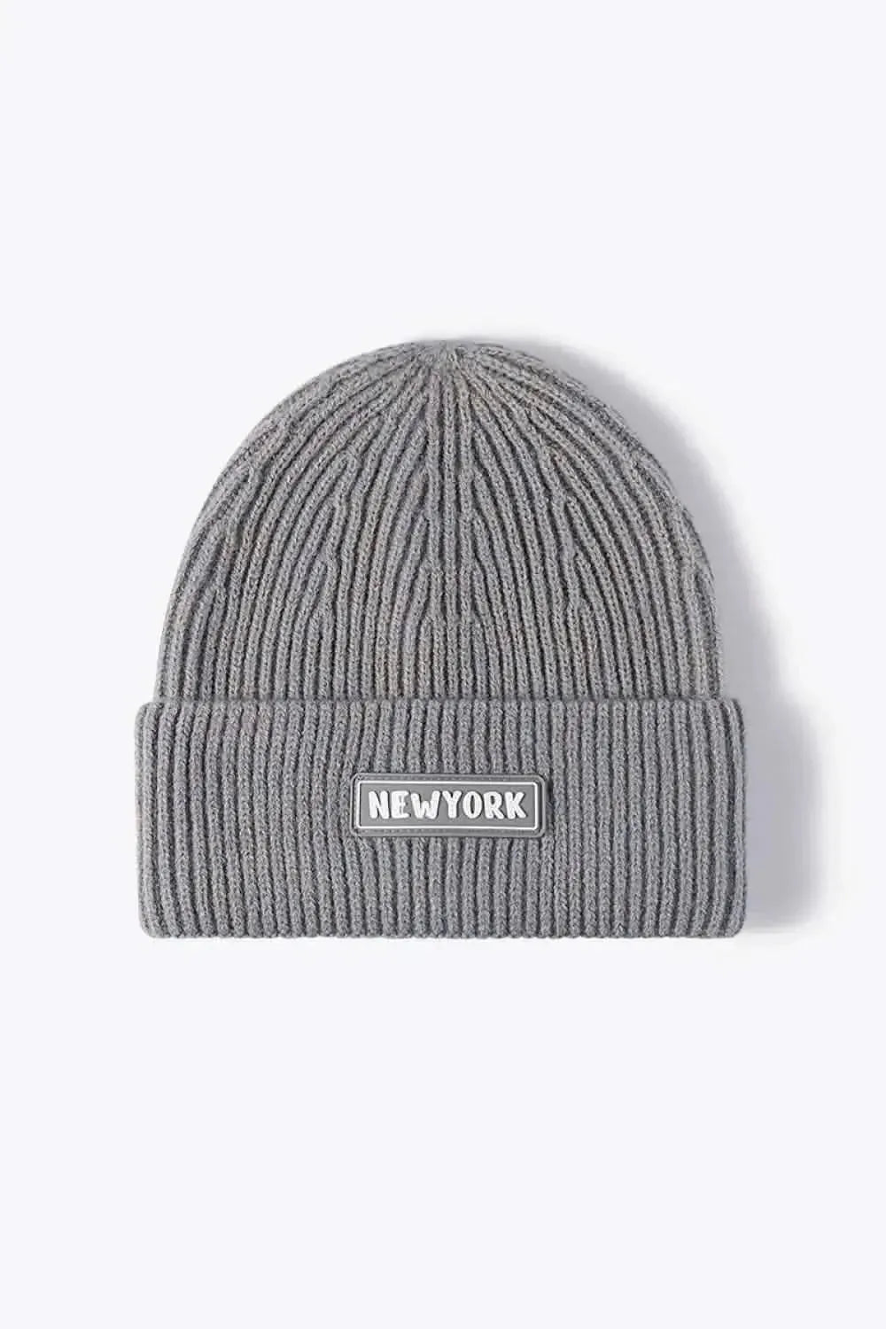 NEWYORK Patch Rib-Knit Cuffed Beanie - Bad Moms Club
