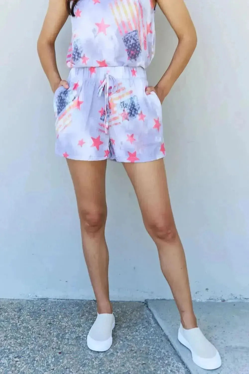 ODDI Full Size Tie-Dye Star Printed Loungewear Set - Bad Moms Club