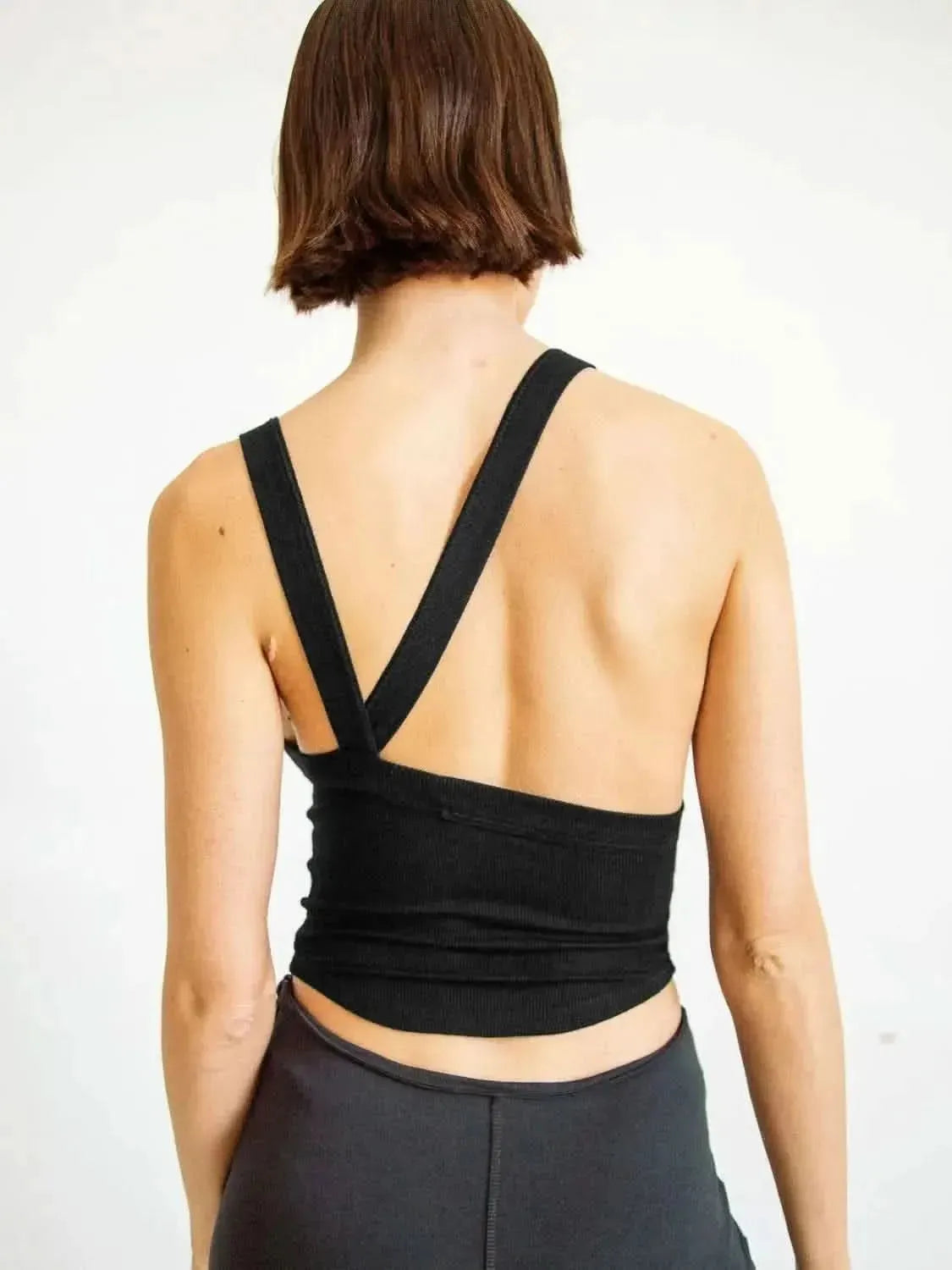Halter Neck Ribbed Cropped Top - Bad Moms Club