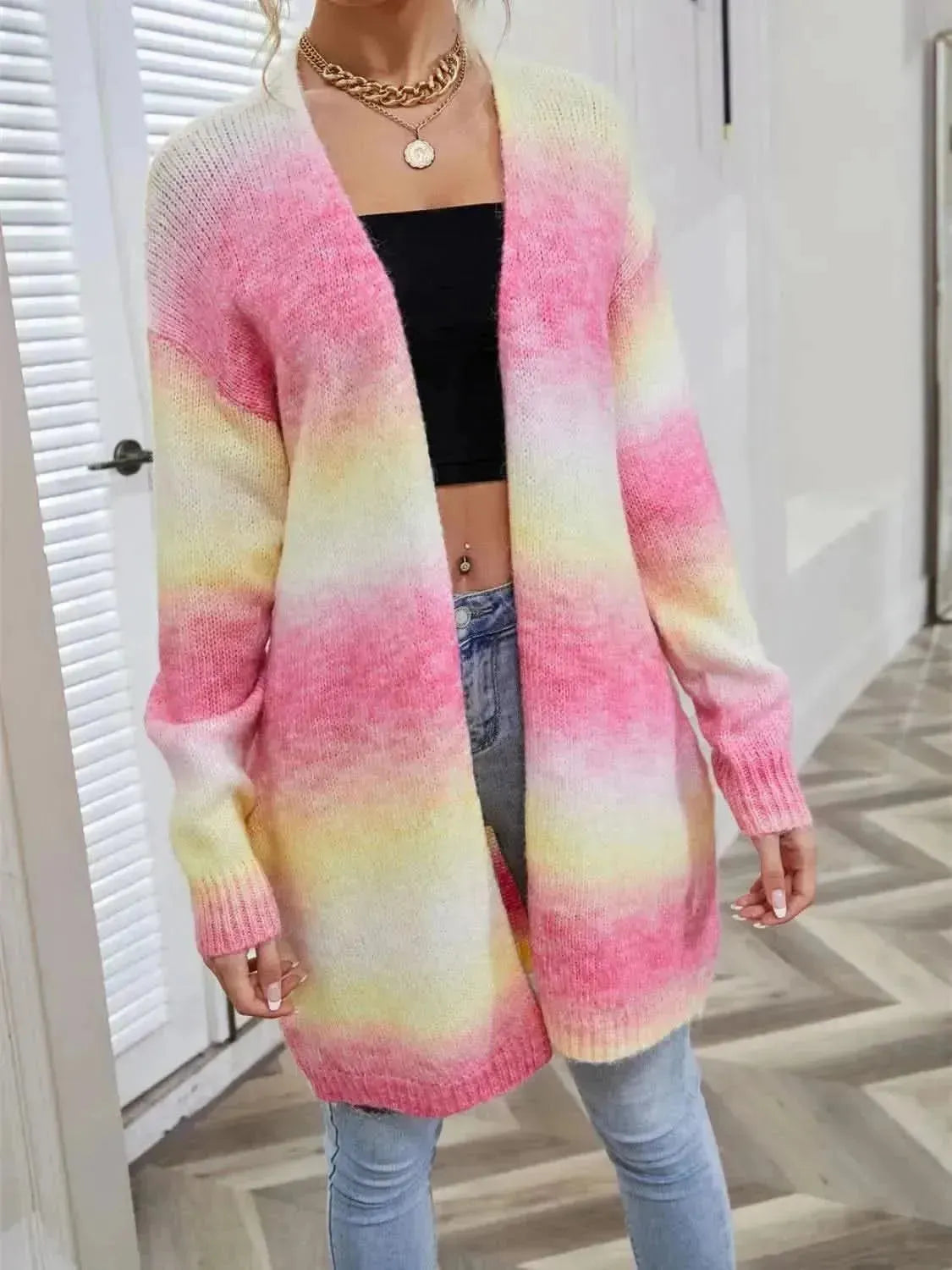 Full Size Gradient Open Front Cardigan - Bad Moms Club