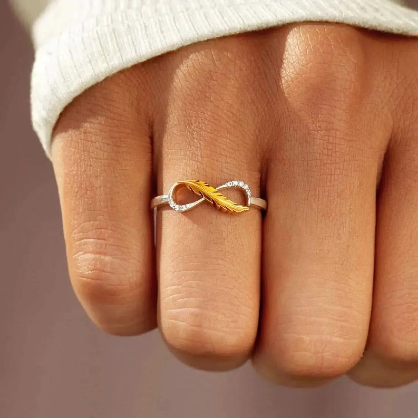 Feather 925 Sterling Silver Zircon Ring - Bad Moms Club