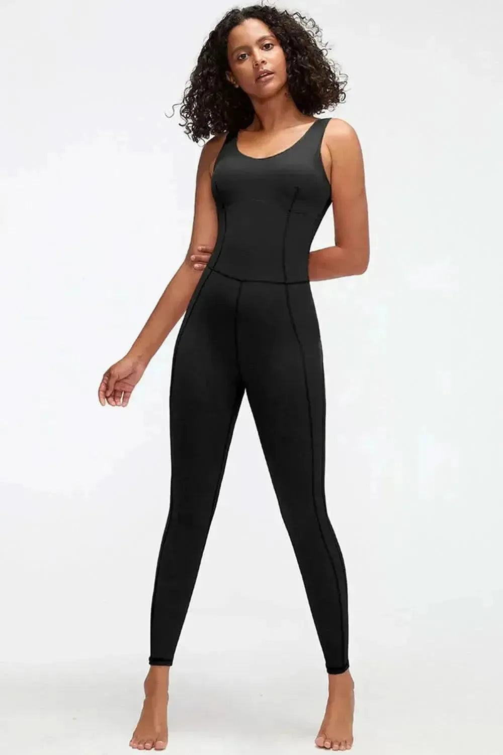 Crisscross Wide Strap Active Jumpsuit - Bad Moms Club