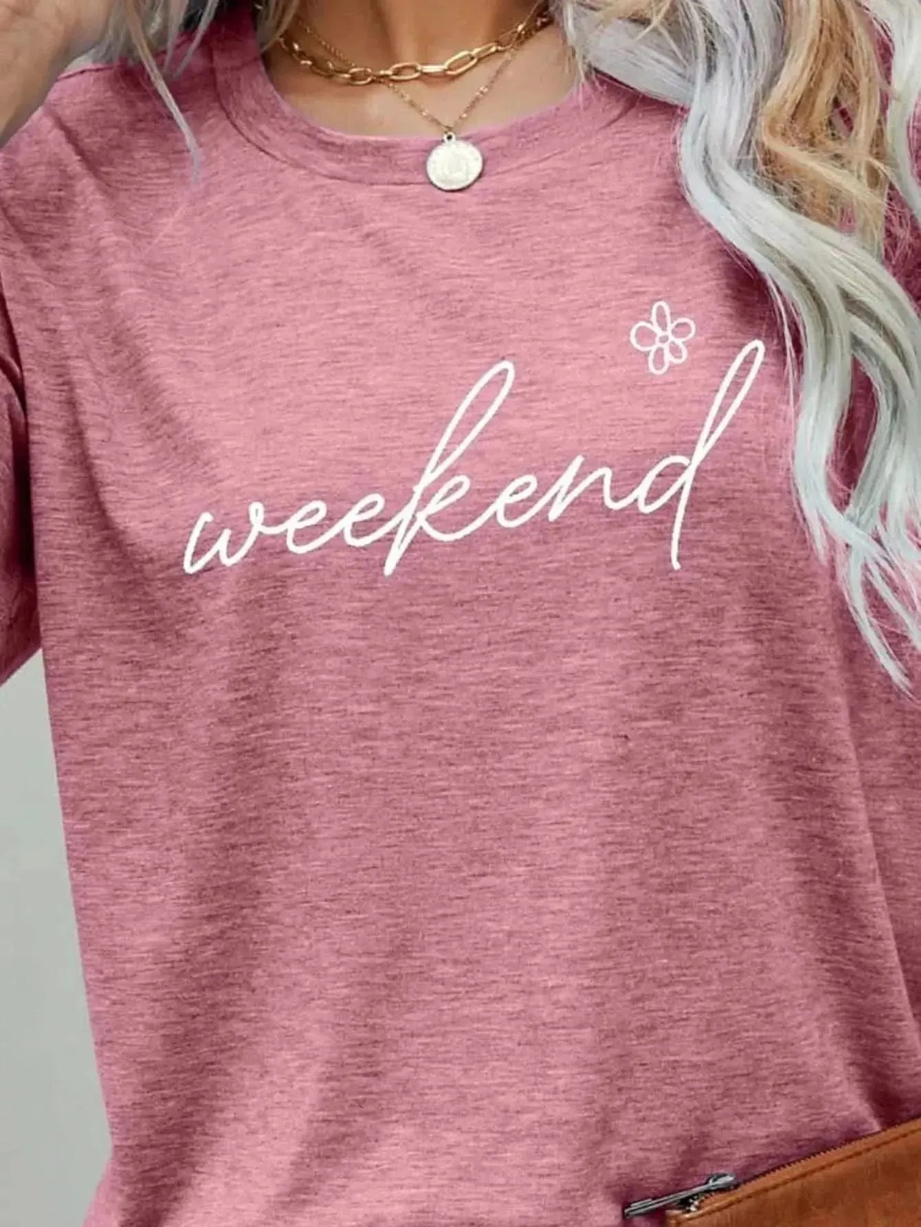 WEEKEND Flower Graphic Short Sleeve Tee - Bad Moms Club
