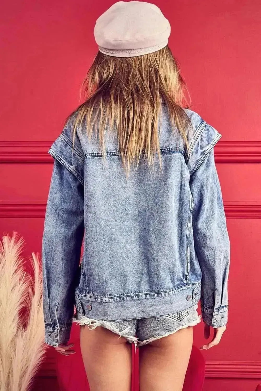 BiBi Button Up Long Sleeve Denim Jacket - Bad Moms Club