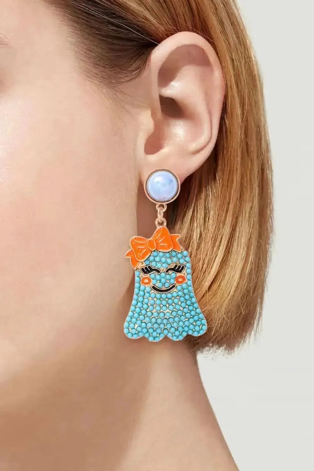 Smiling Ghost Shape Synthetic Pearl Earrings - Bad Moms Club
