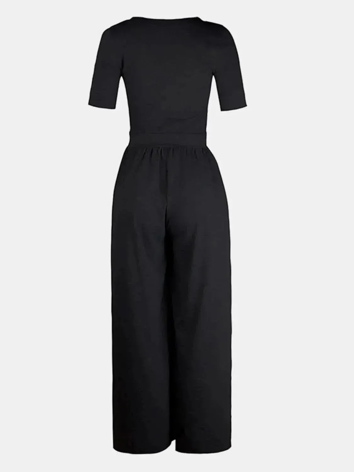 Scoop Neck Short Sleeve Jumpsuit - Bad Moms Club