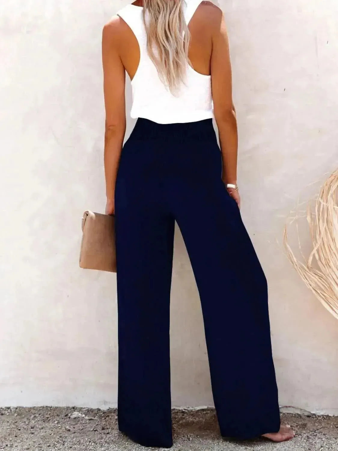 Full Size Decorative Button High Waist Pants - Bad Moms Club