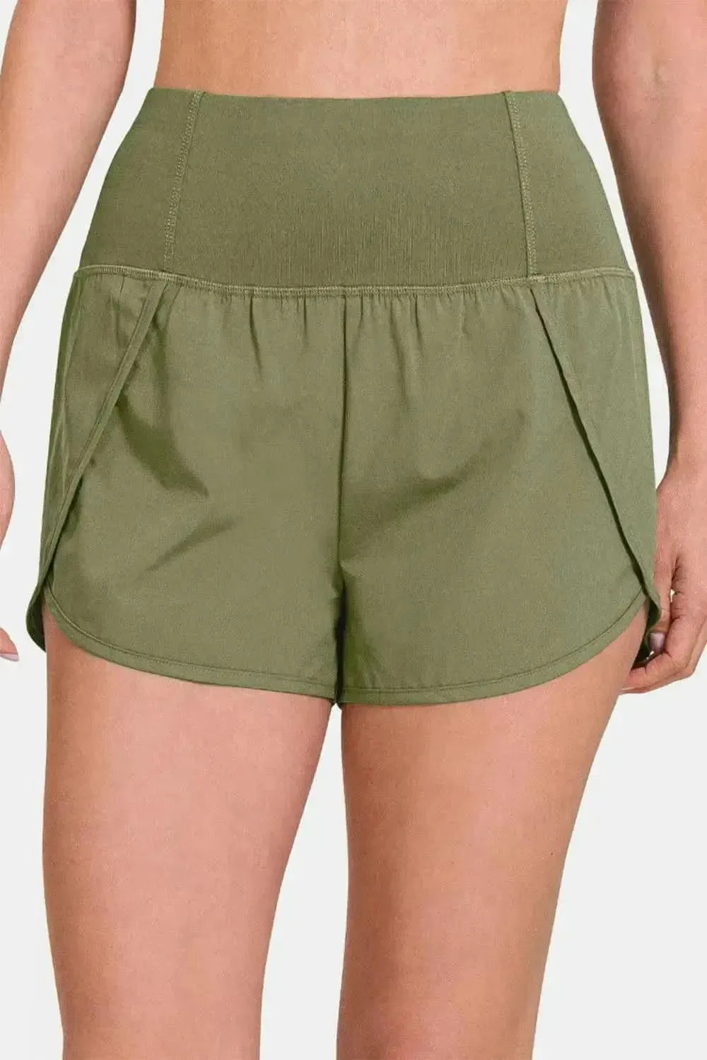 Zenana High-Waisted Zippered Back Pocket Active Shorts - Bad Moms Club