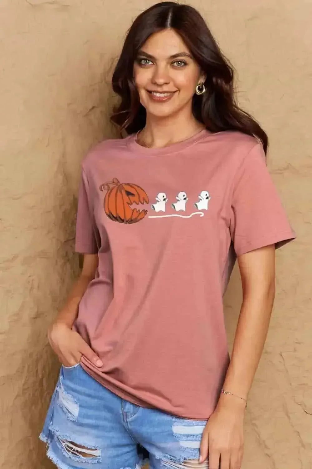 Simply Love Full Size Jack-O'-Lantern Graphic Cotton T-Shirt - Bad Moms Club