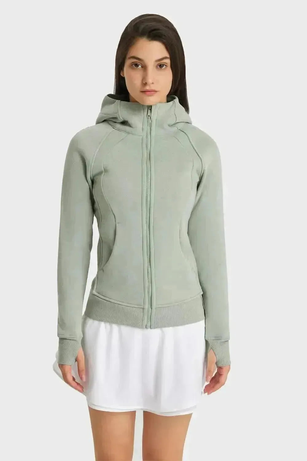 Zip Up Seam Detail Hooded Sports Jacket - Bad Moms Club