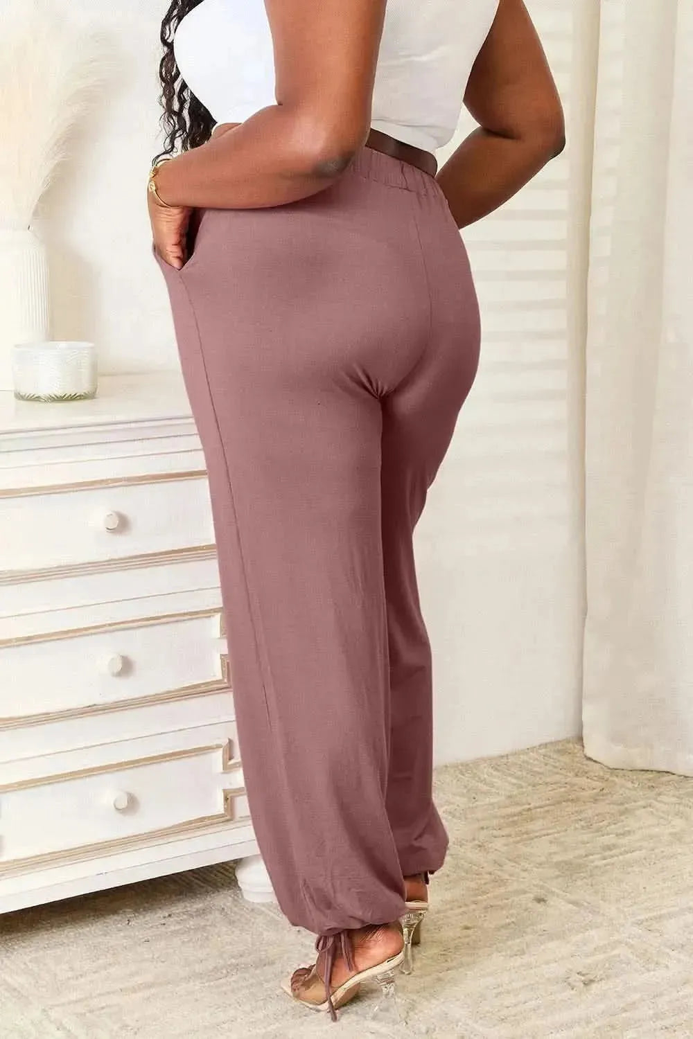 Basic Bae Full Size Soft Rayon Drawstring Waist Pants with Pockets - Bad Moms Club