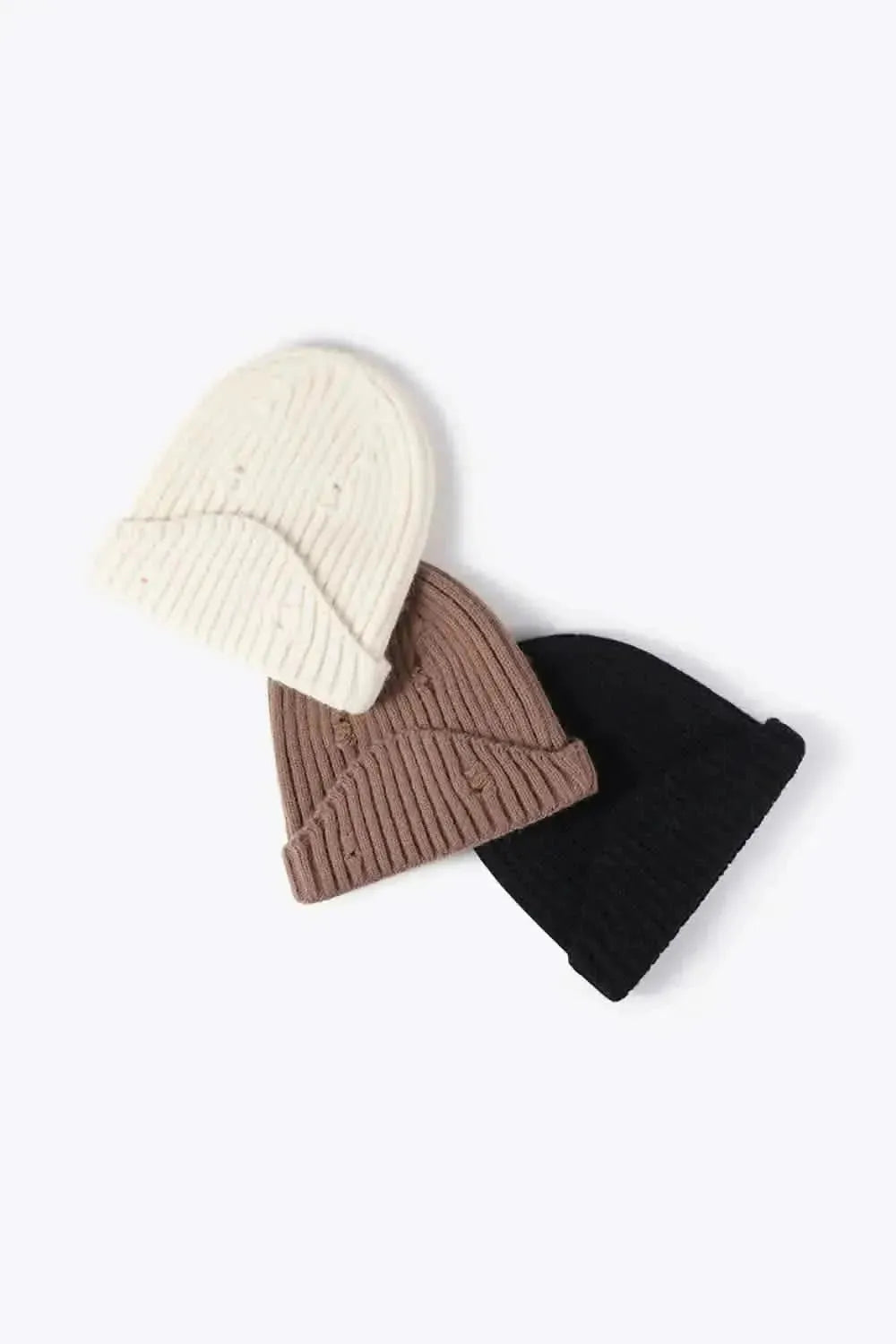 Distressed Rib-Knit Beanie - Bad Moms Club