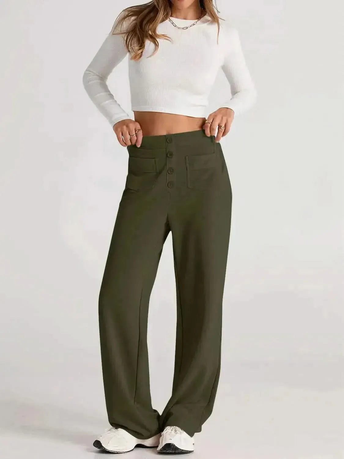 High Waist Wide Leg Pants - Bad Moms Club