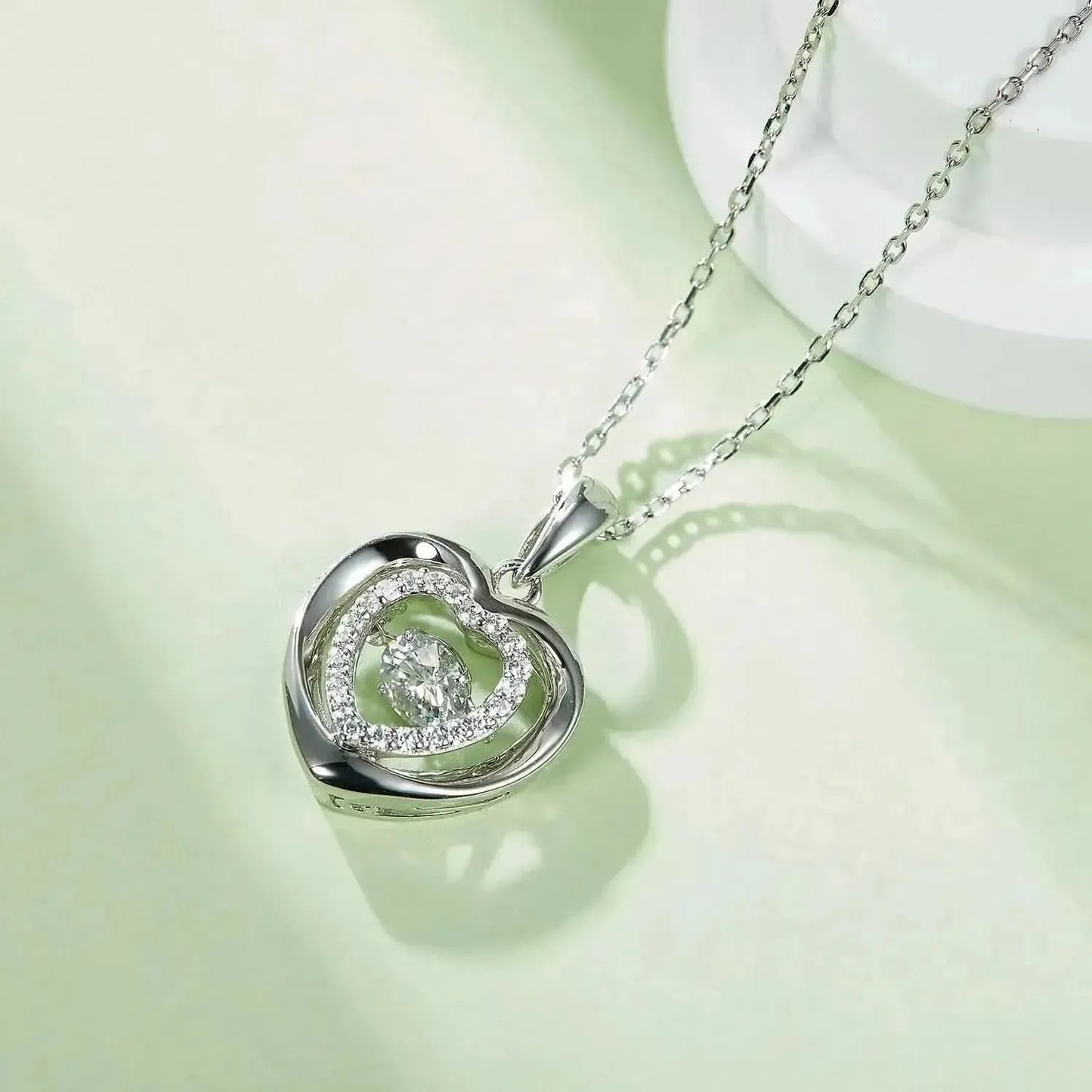 Moissanite 925 Sterling Silver Heart Necklace - Bad Moms Club