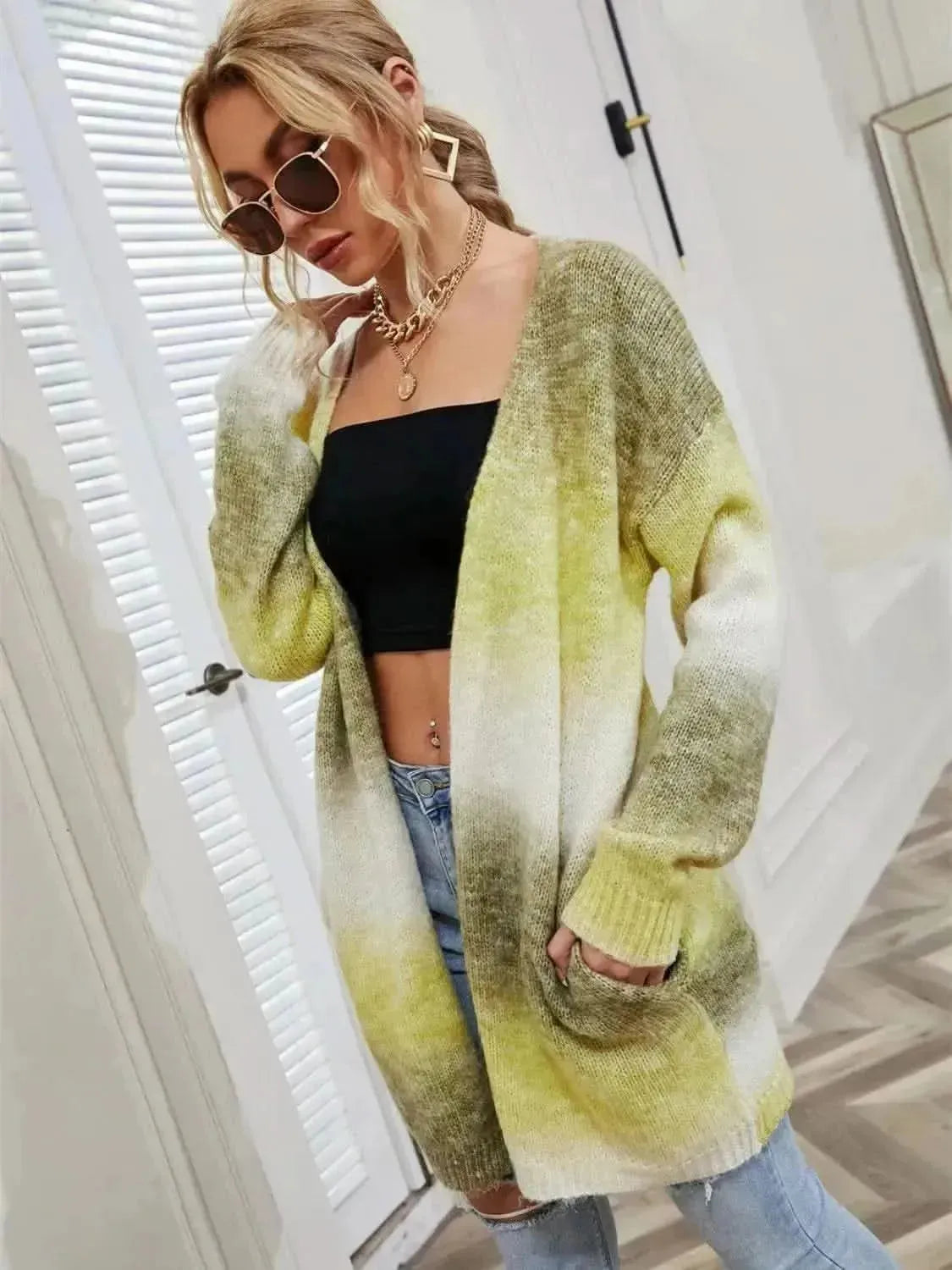 Full Size Gradient Open Front Cardigan - Bad Moms Club