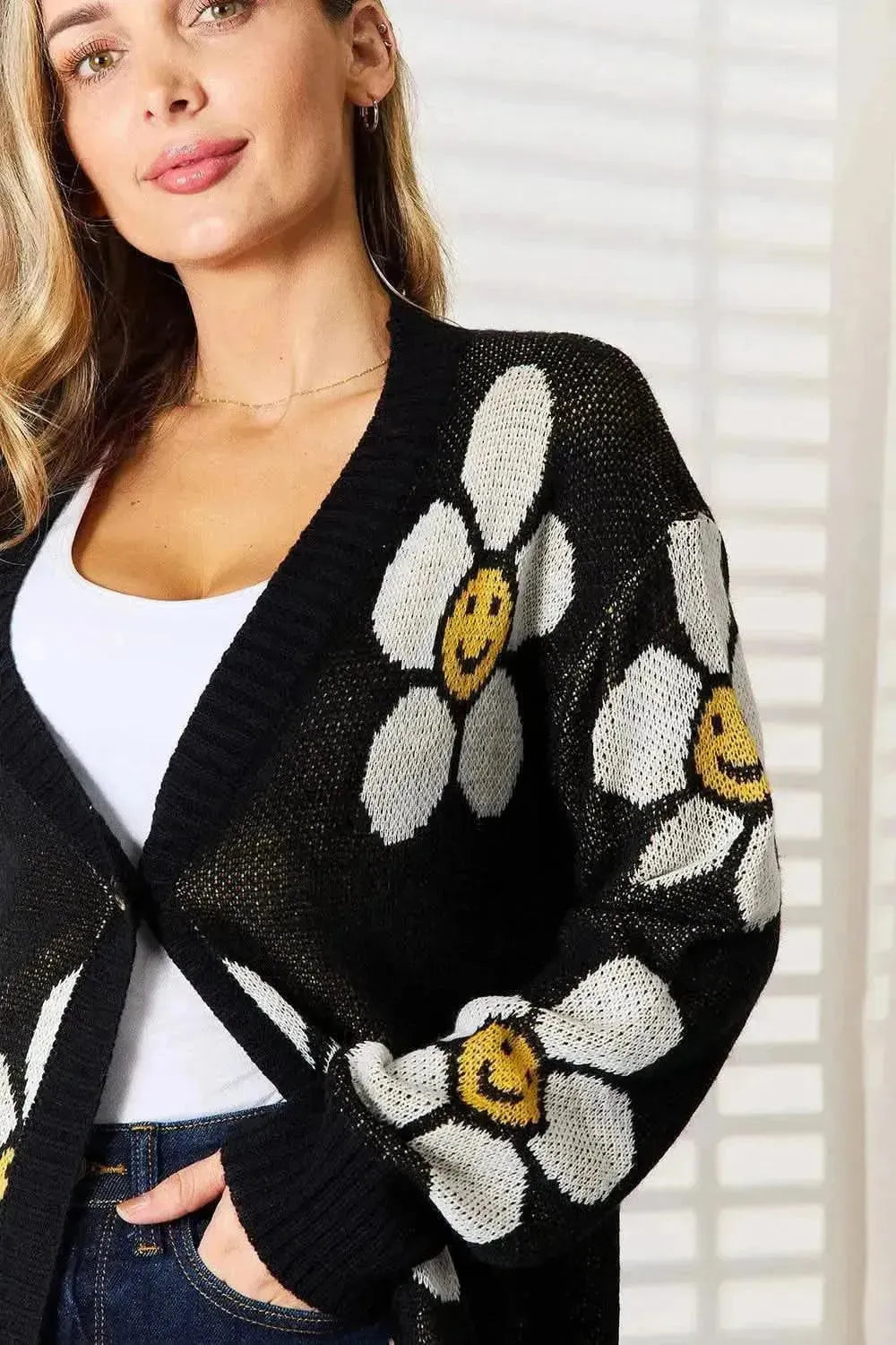 Floral Button Down Longline Cardigan - Bad Moms Club