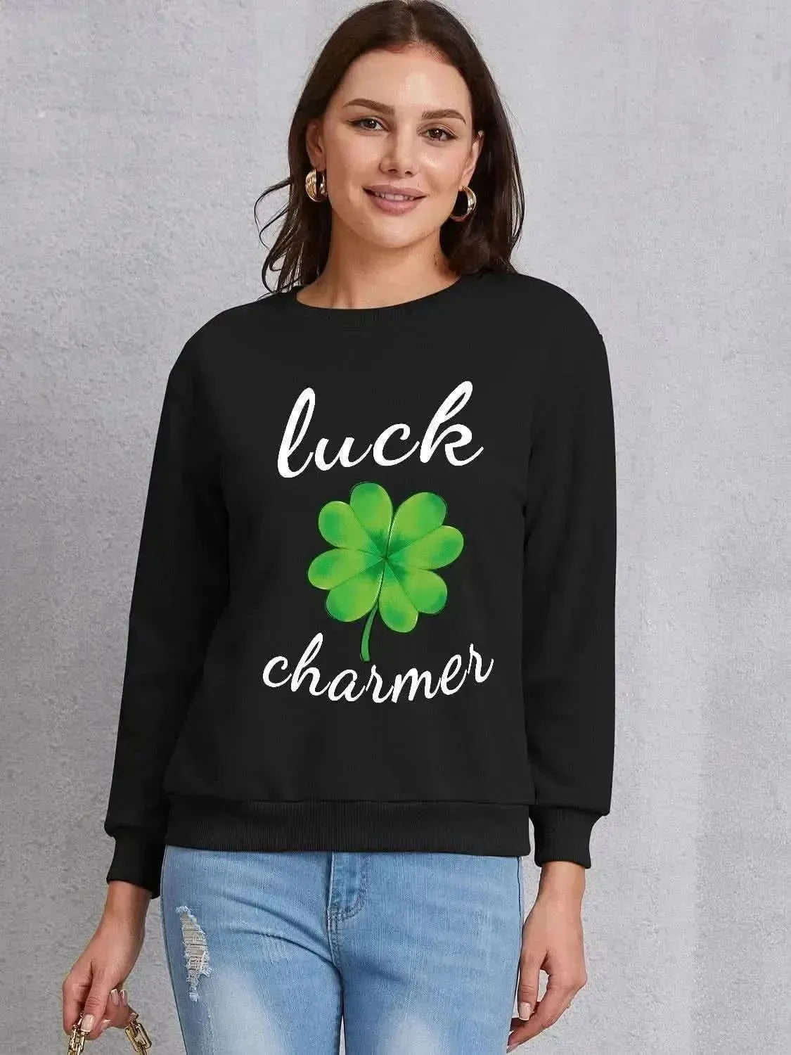 LUCK CHARMER Round Neck Sweatshirt - Bad Moms Club