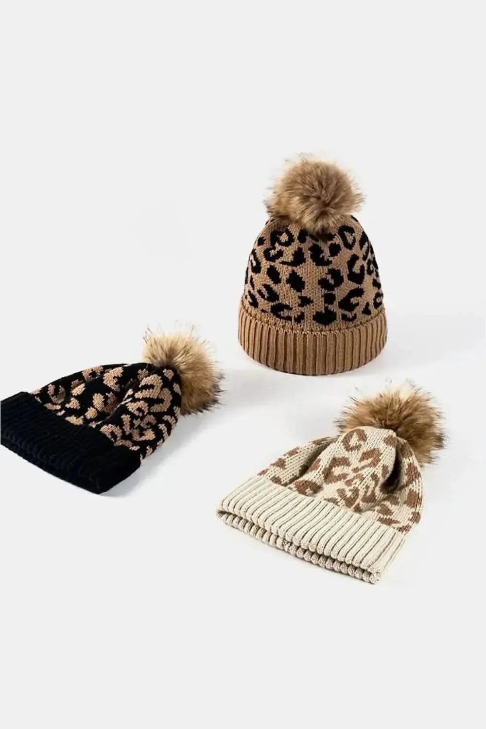 Leopard Pom-Pom Cuffed Beanie - Bad Moms Club