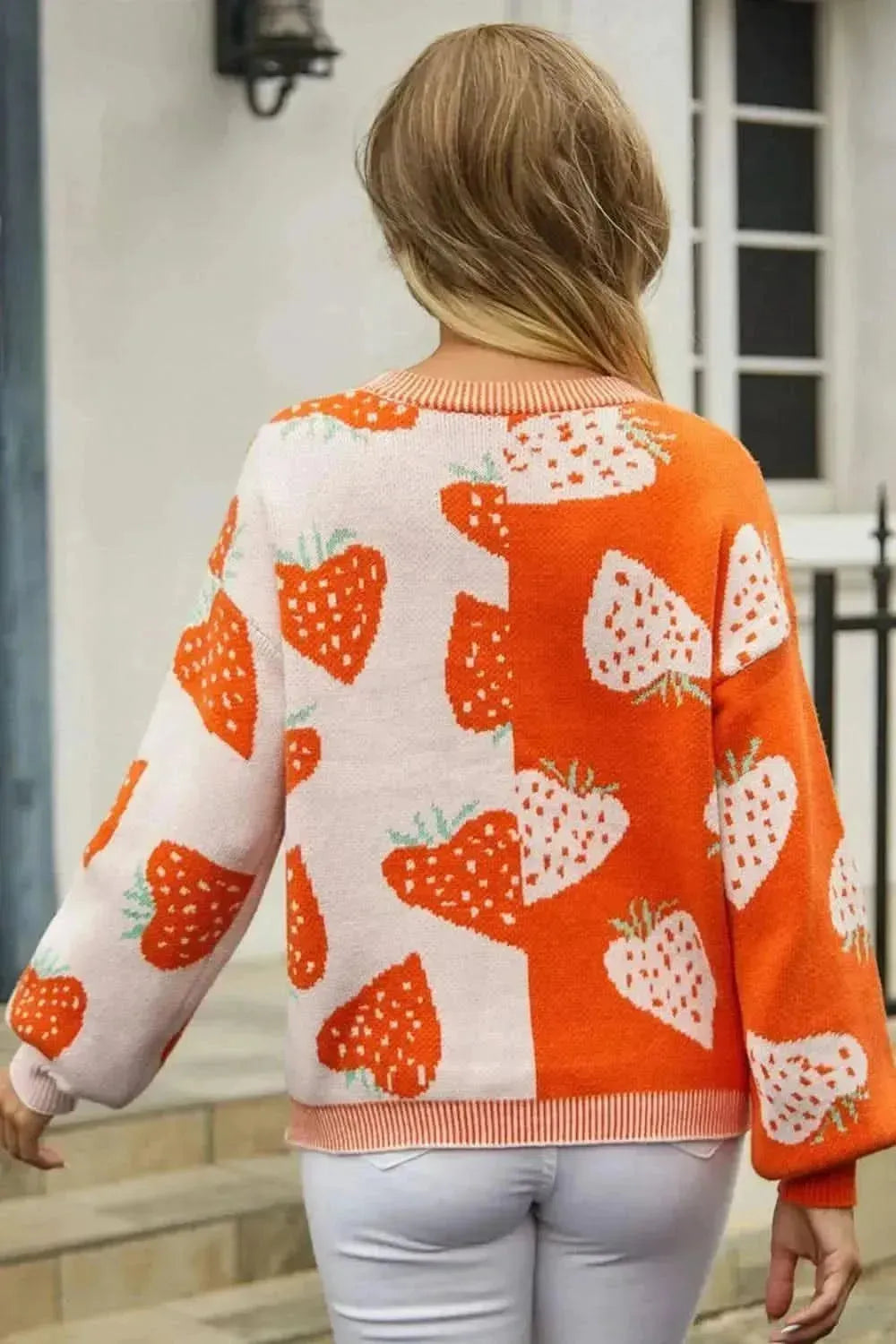 Printed V-Neck Button-Down Long Sleeve Cardigan - Bad Moms Club