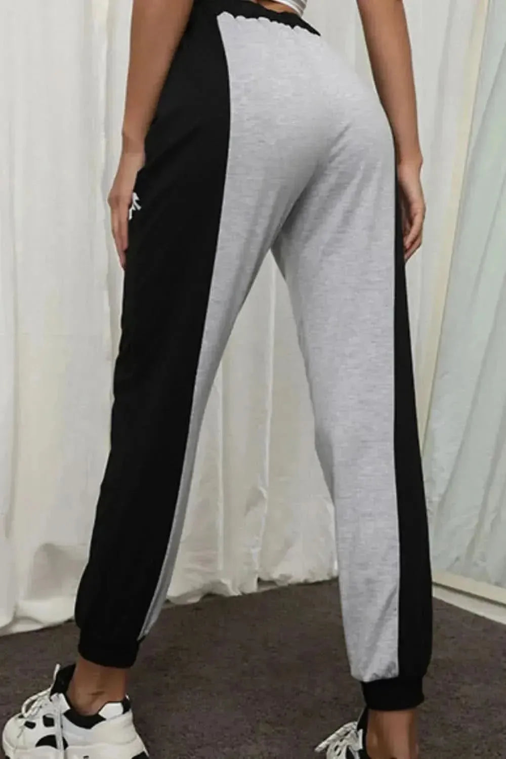 Perfee COURAGE Graphic Color Block Drawstring Joggers - Bad Moms Club