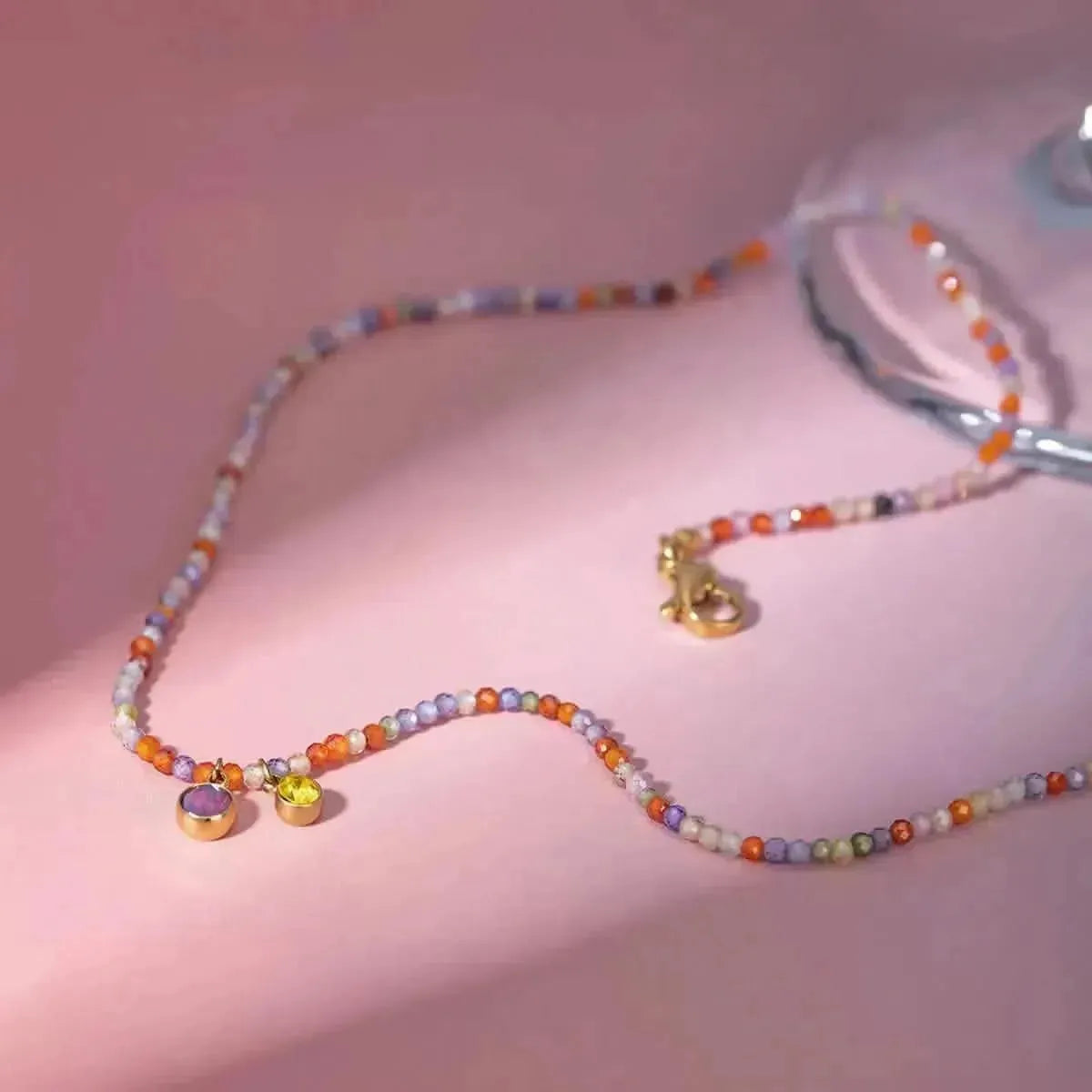 Stainless Steel Glass Stone Necklace - Bad Moms Club