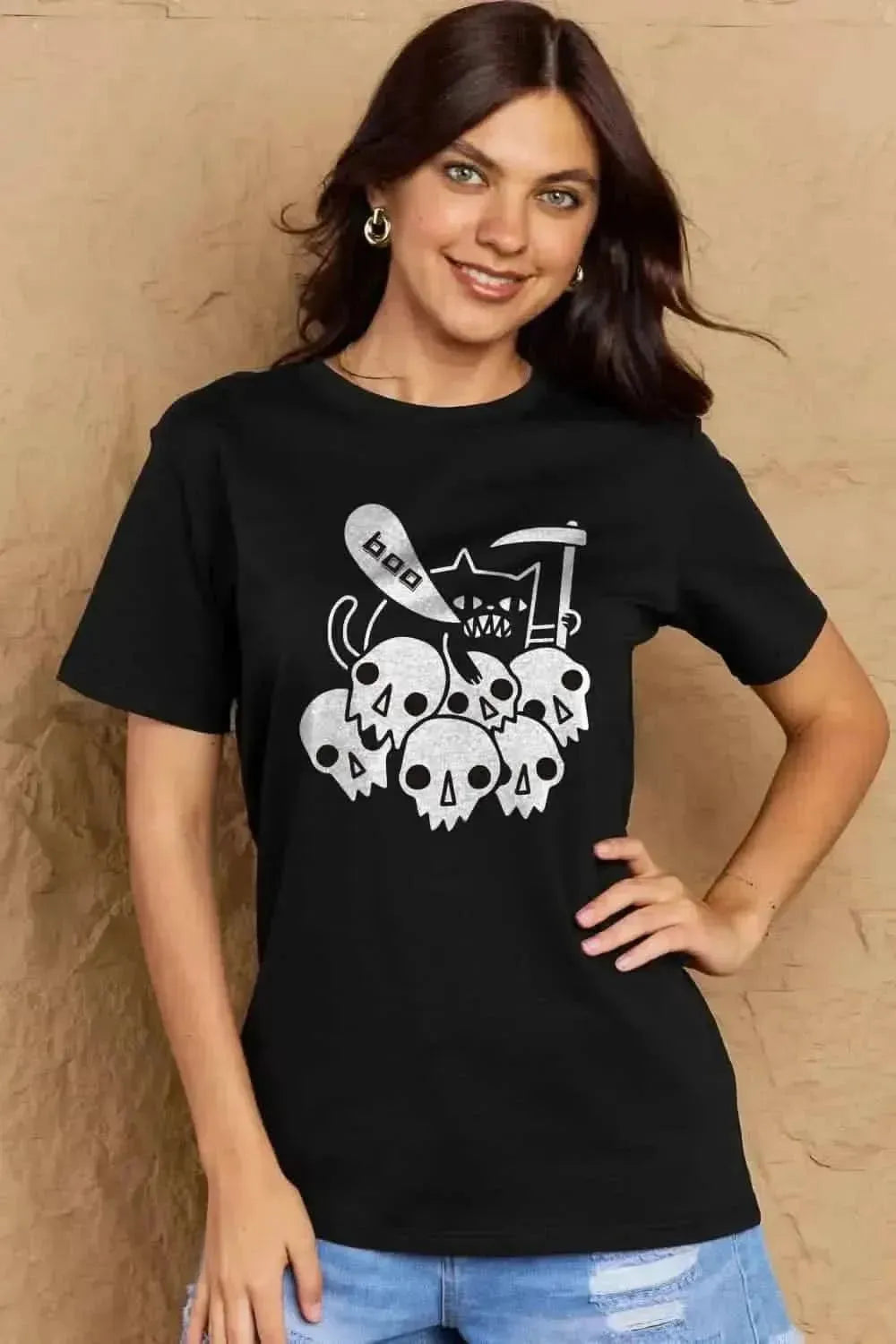 Simply Love Full Size Graphic BOO Cotton T-Shirt - Bad Moms Club