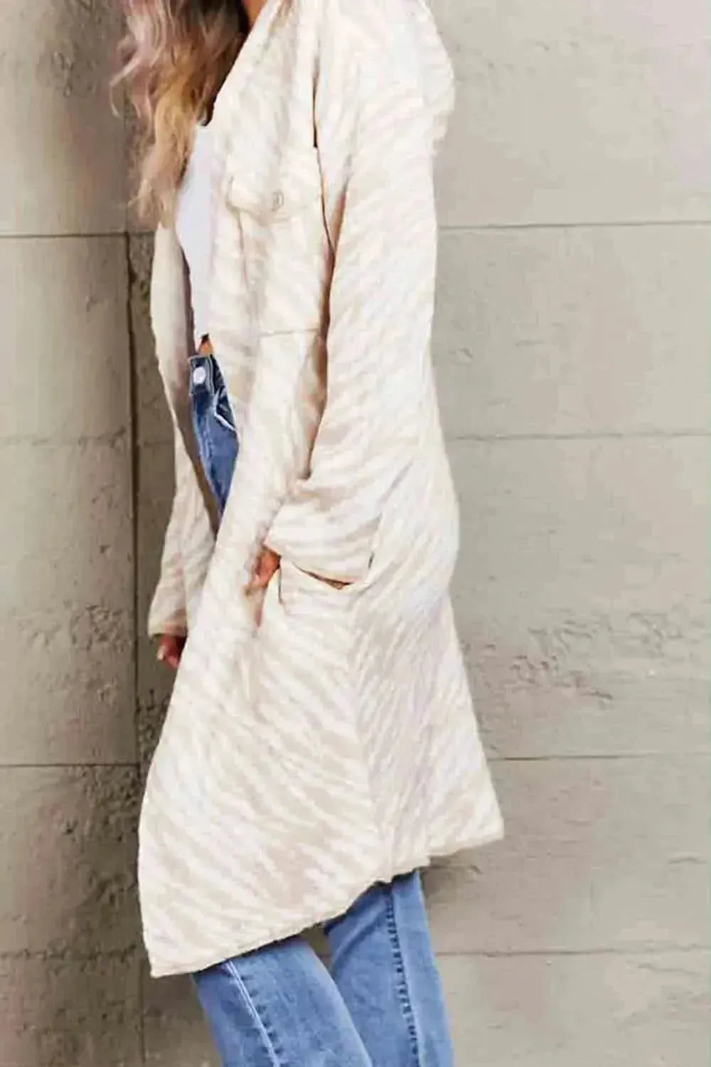 Printed Open Front Hooded Longline Cardigan - Bad Moms Club