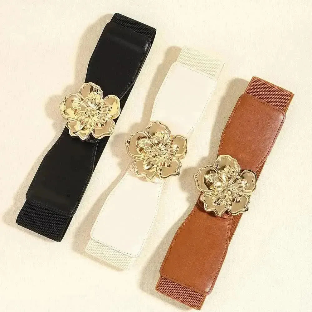 Flower Alloy Buckle Elastic Belt - Bad Moms Club