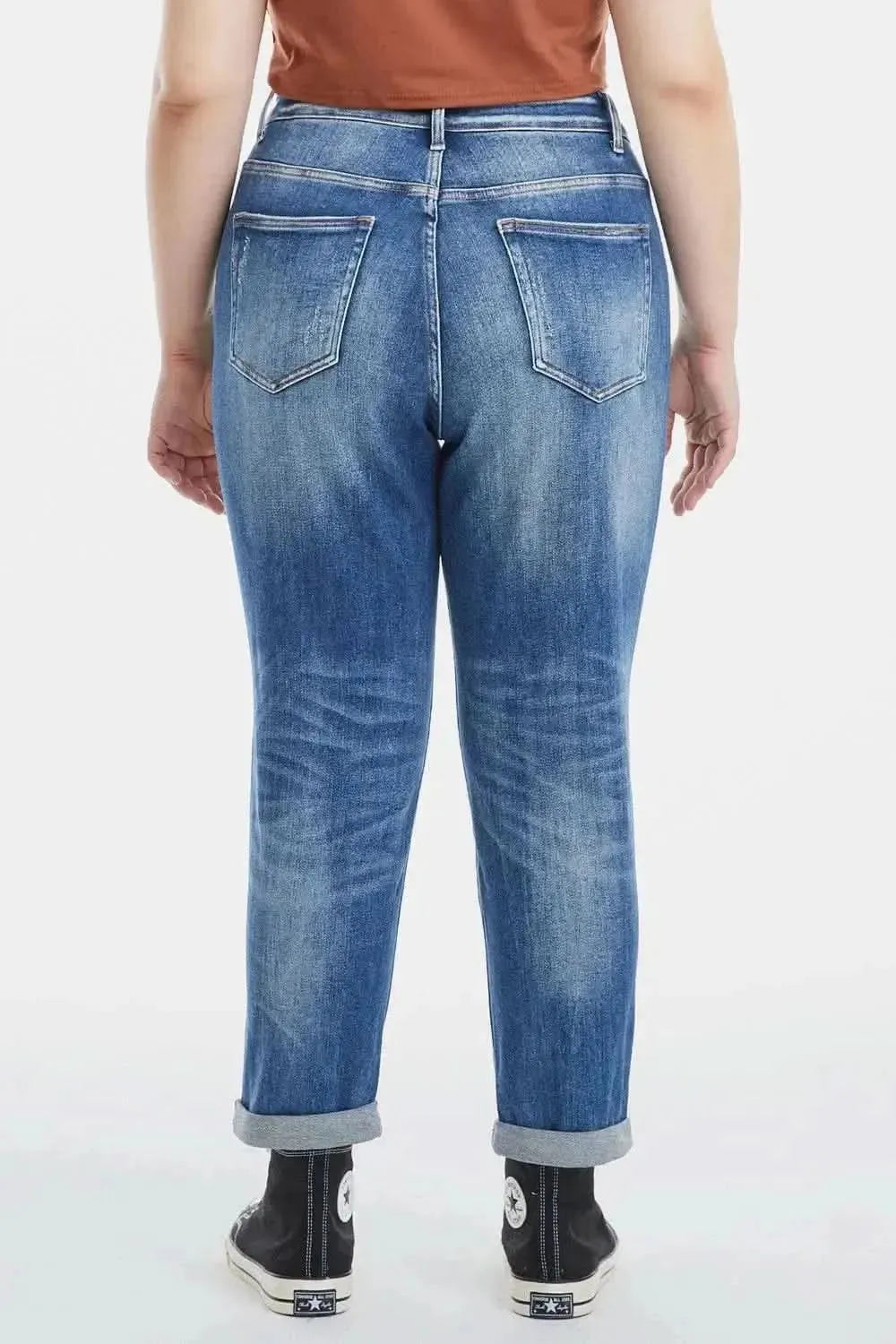 BAYEAS Full Size High Waist Distressed Paint Splatter Pattern Jeans - Bad Moms Club