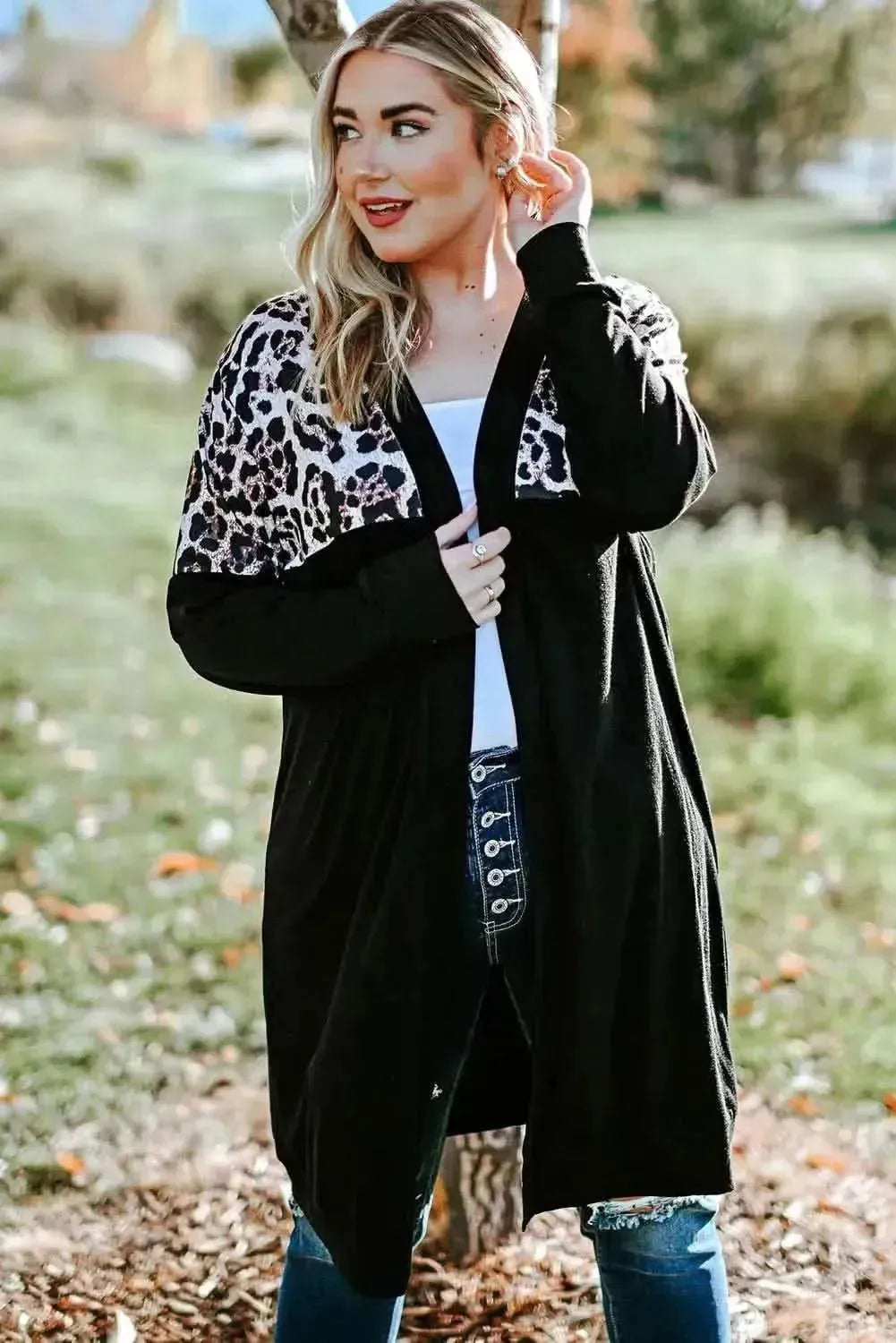 Plus Size Open Front Dropped Shoulder Cardigan - Bad Moms Club