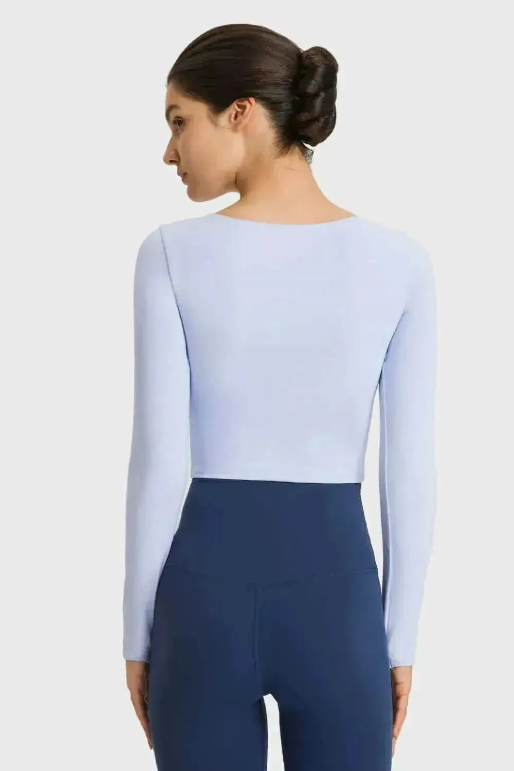 Cutout Long Sleeve Cropped Sports Top - Bad Moms Club