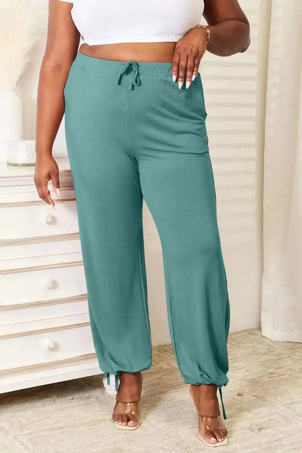 Basic Bae Full Size Soft Rayon Drawstring Waist Pants with Pockets - Bad Moms Club